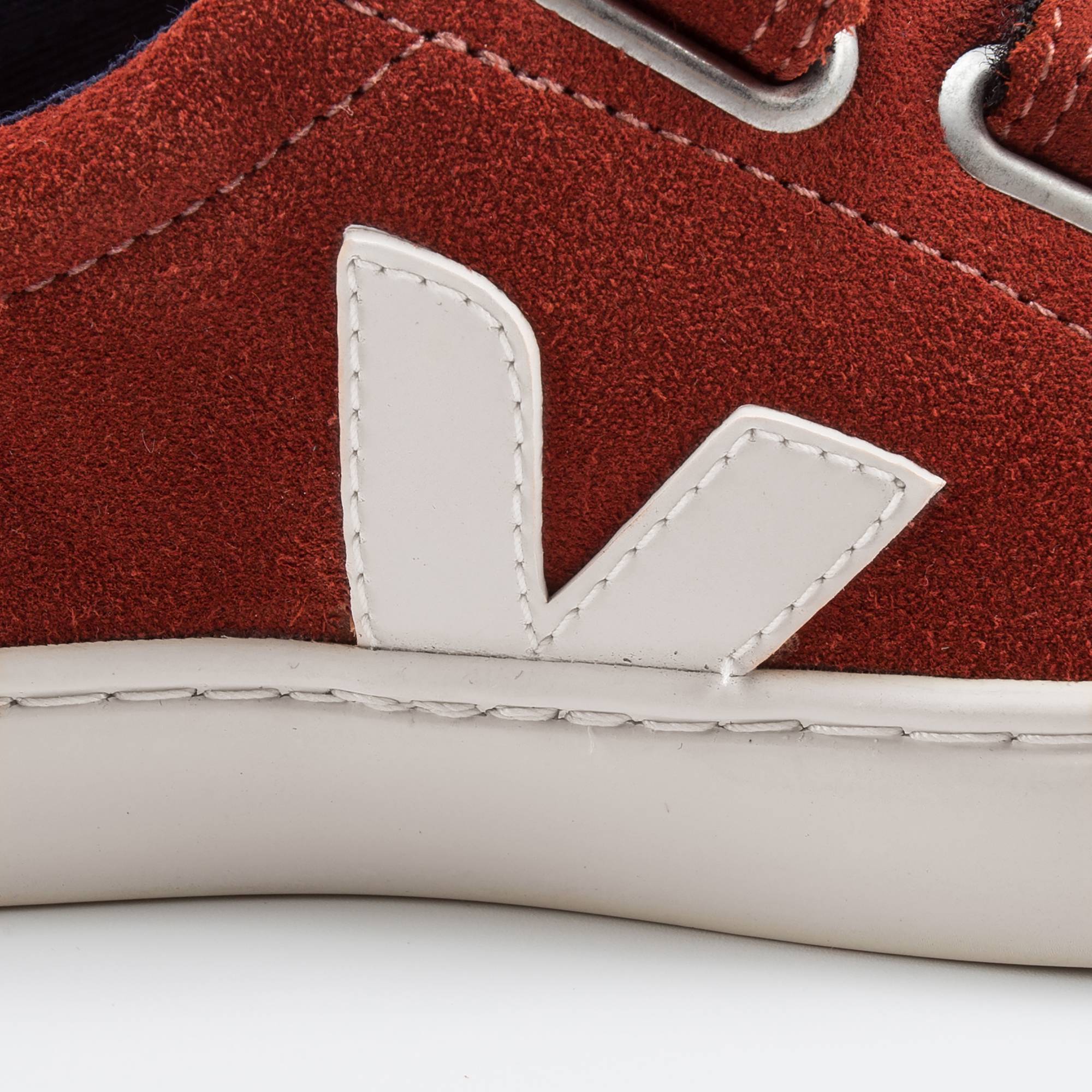 Girls & Boys Red Leather Velcro With White "V" Shoes