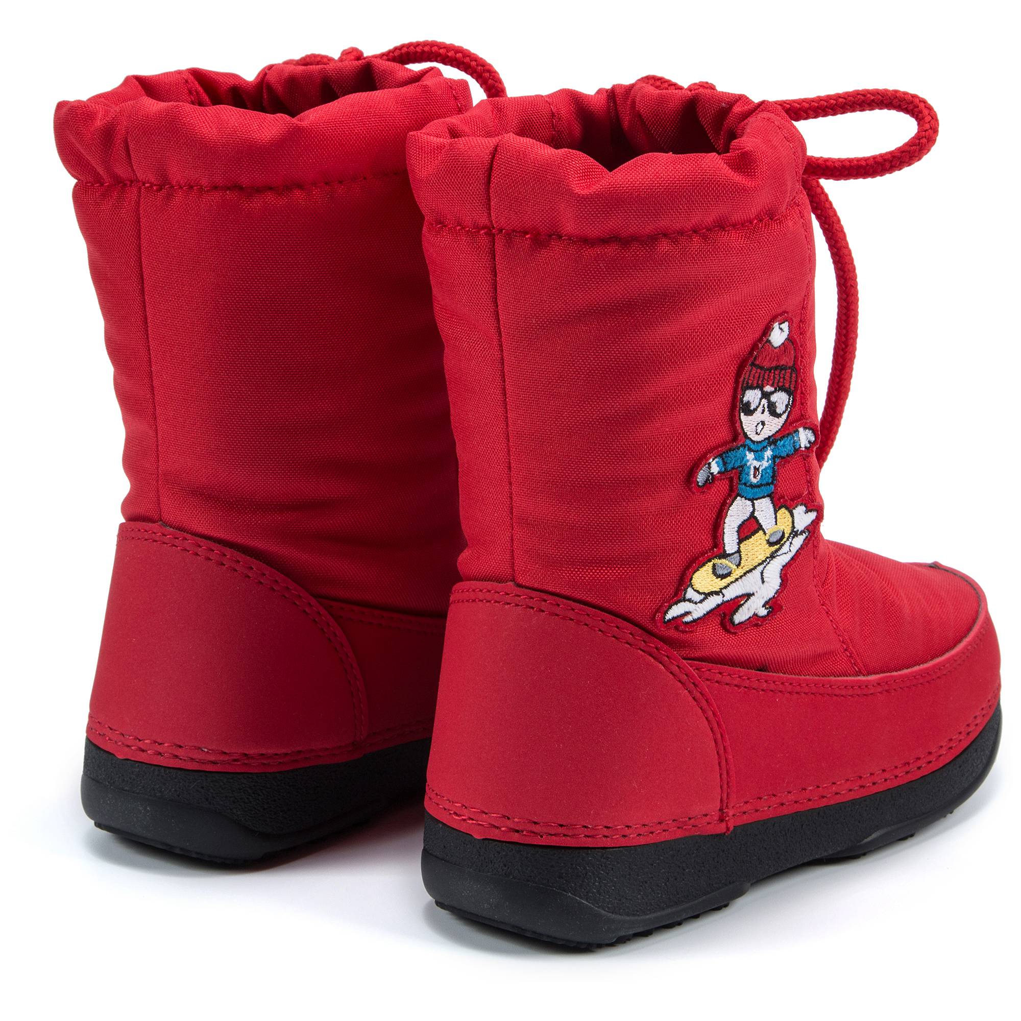 Girls Red Printed Snow Boots