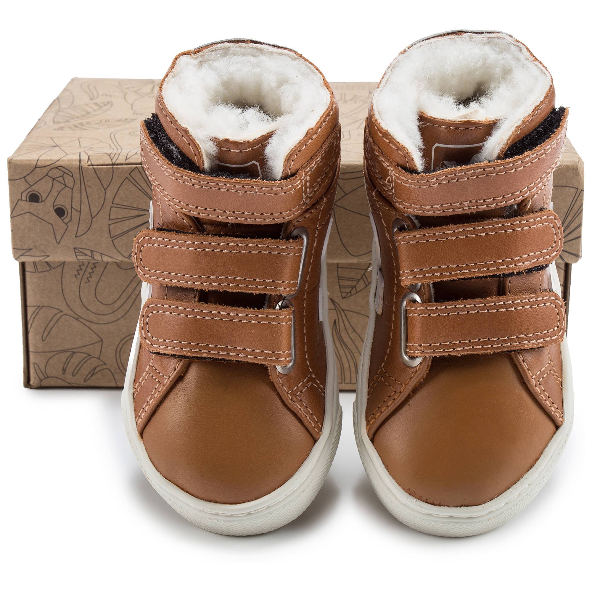 Baby Brown Leather Velcro High Top Shoes
