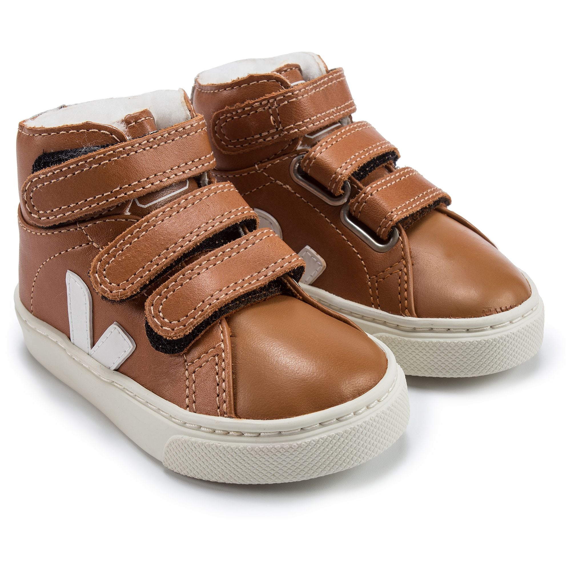 Baby Brown Leather Velcro High Top Shoes
