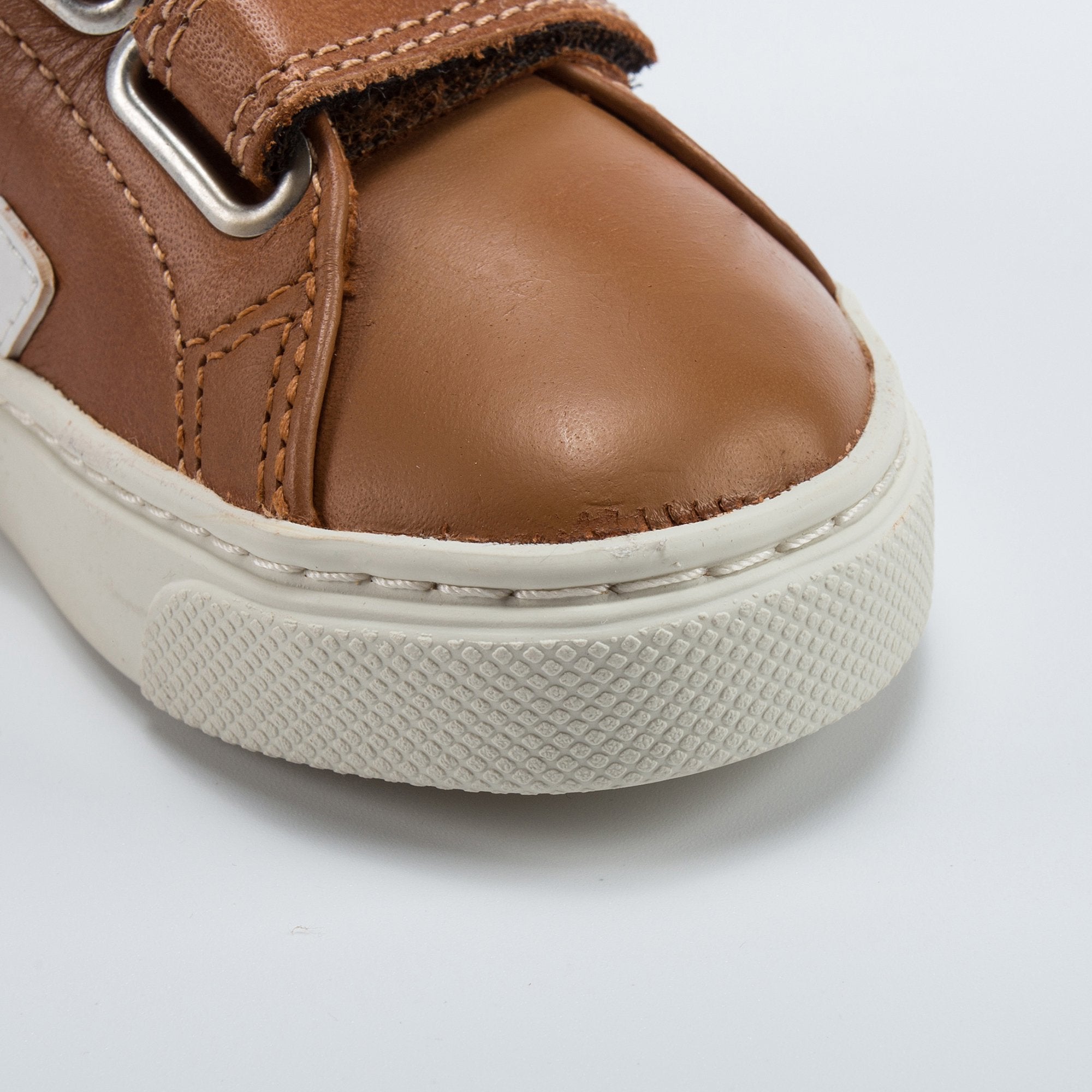 Baby Brown Leather Velcro High Top Shoes
