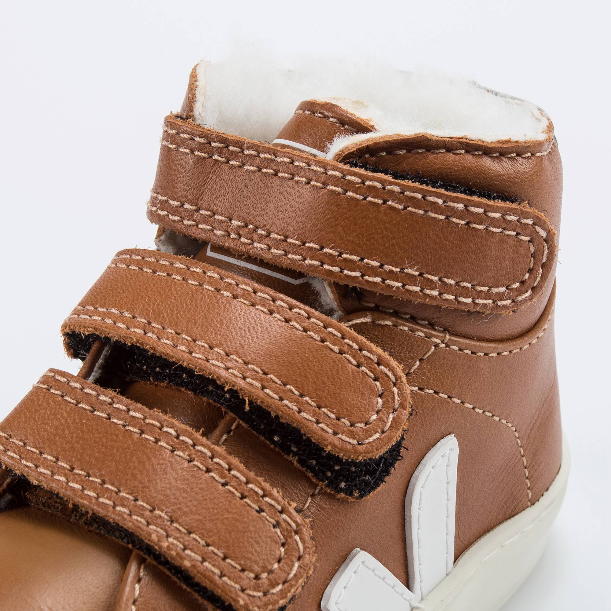 Baby Brown Leather Velcro High Top Shoes