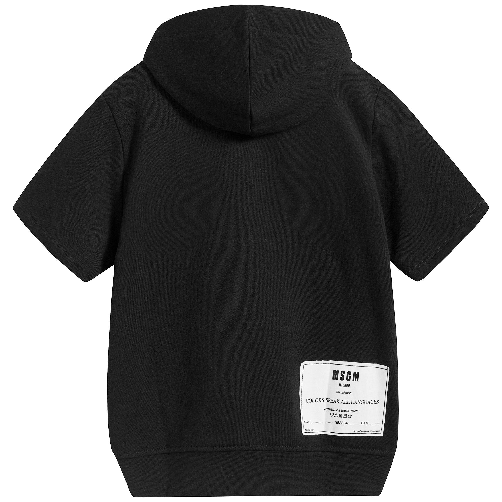Girls Black Hooded Cotton Sweatshirt