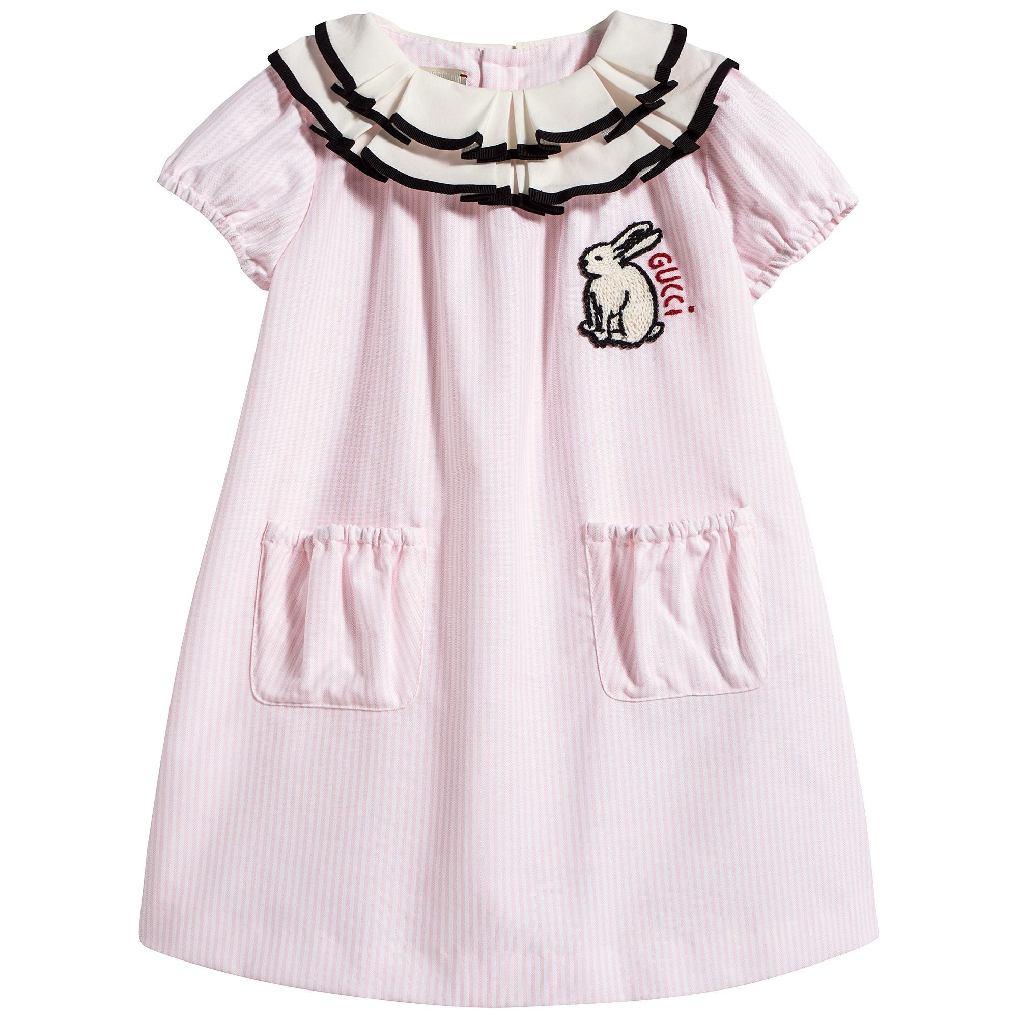 Baby Girls White & Light Pink Striped Dress
