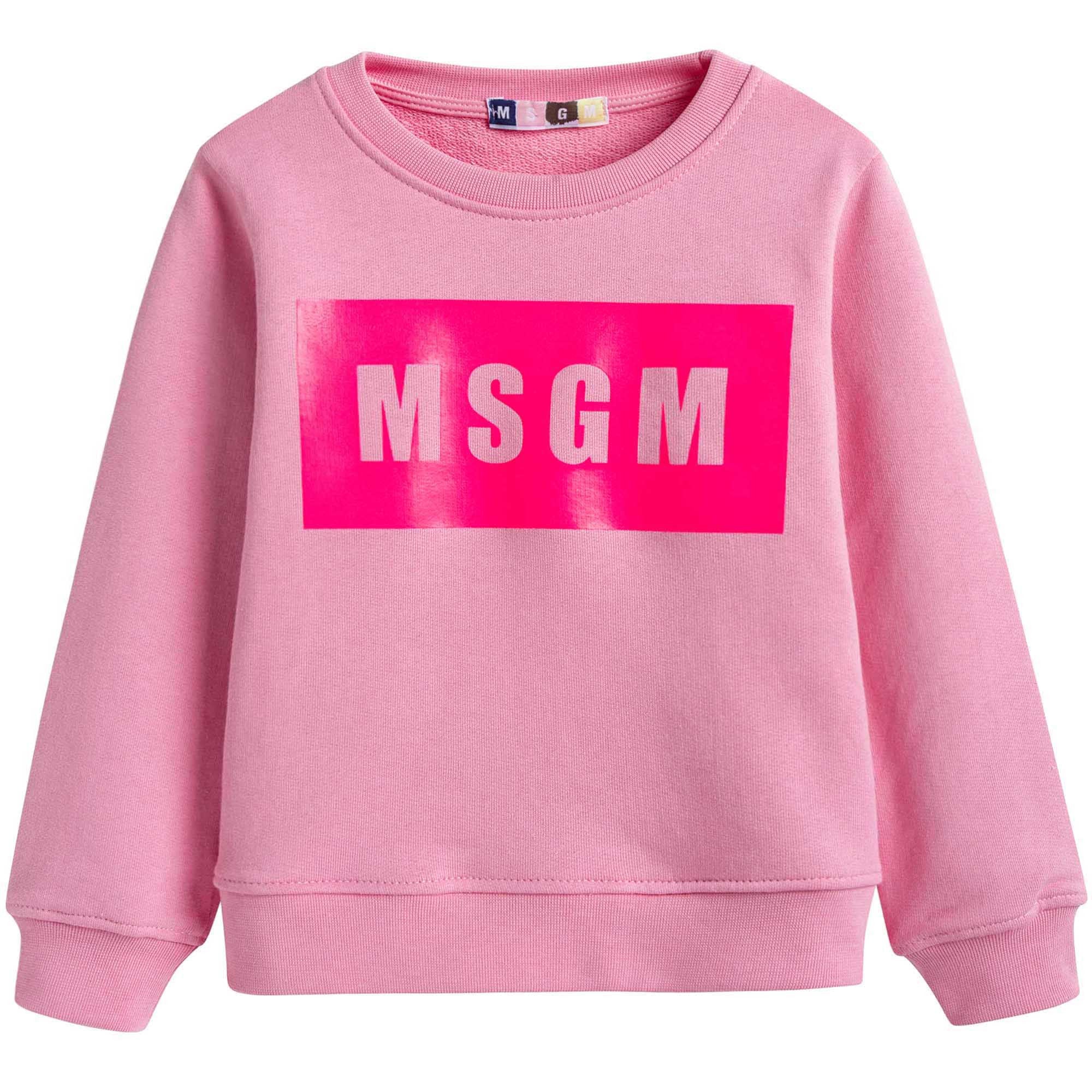 Girls Pink Cotton Logo Sweatshirt
