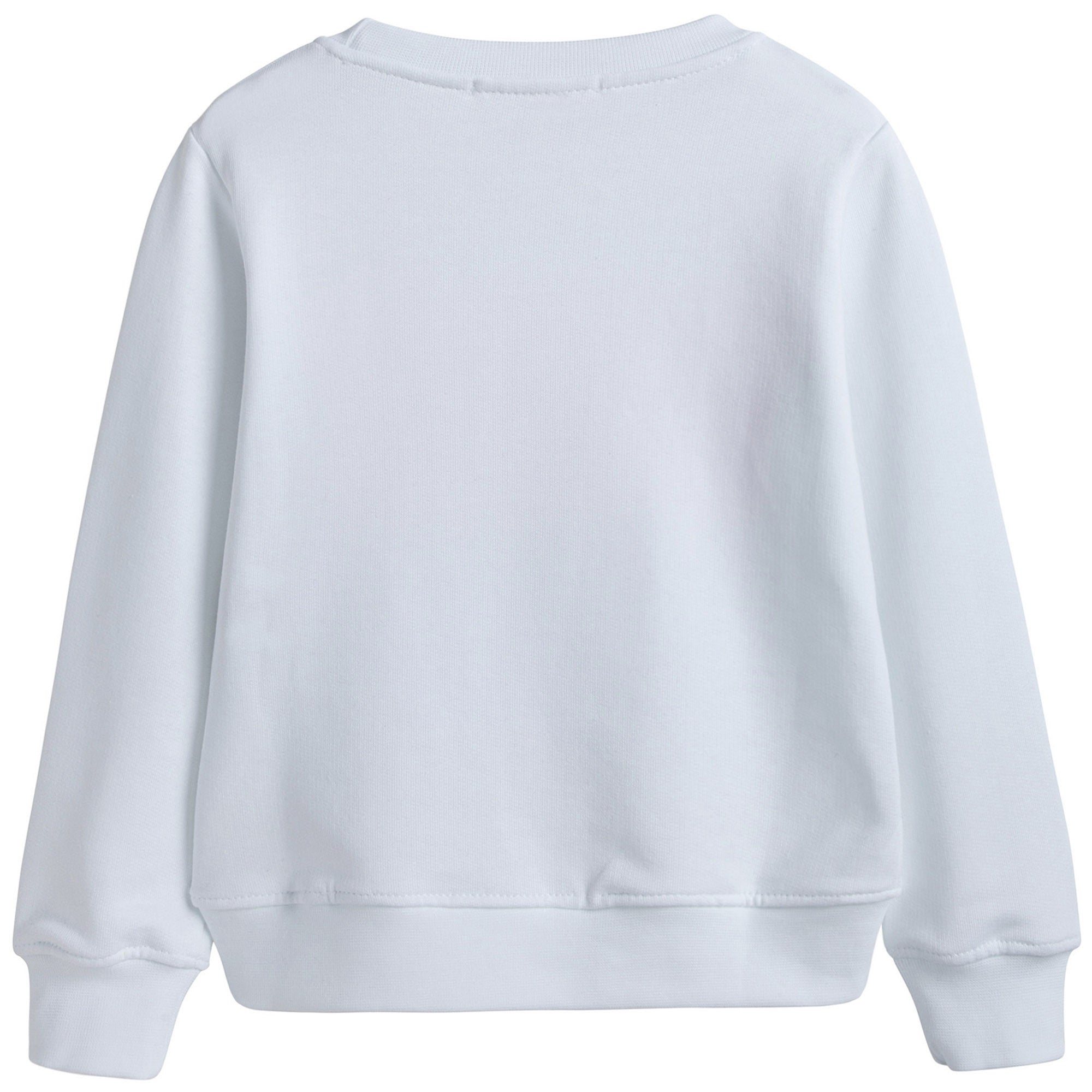 Girls White Cotton Logo Sweatshirt