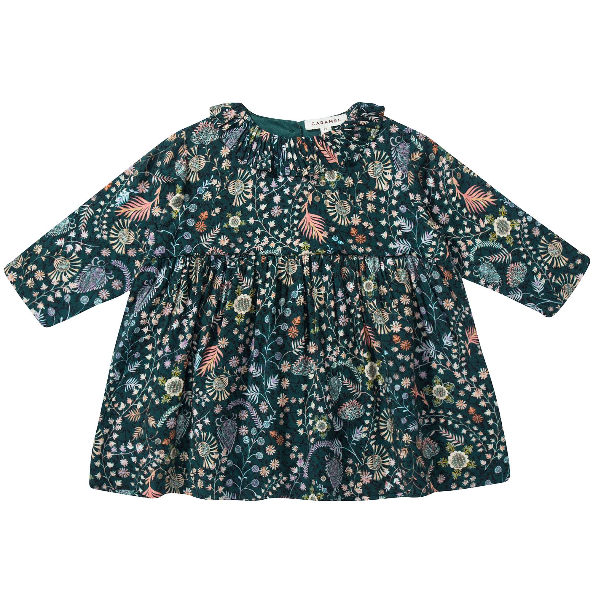 Baby Girls Dark Green Printed Dress