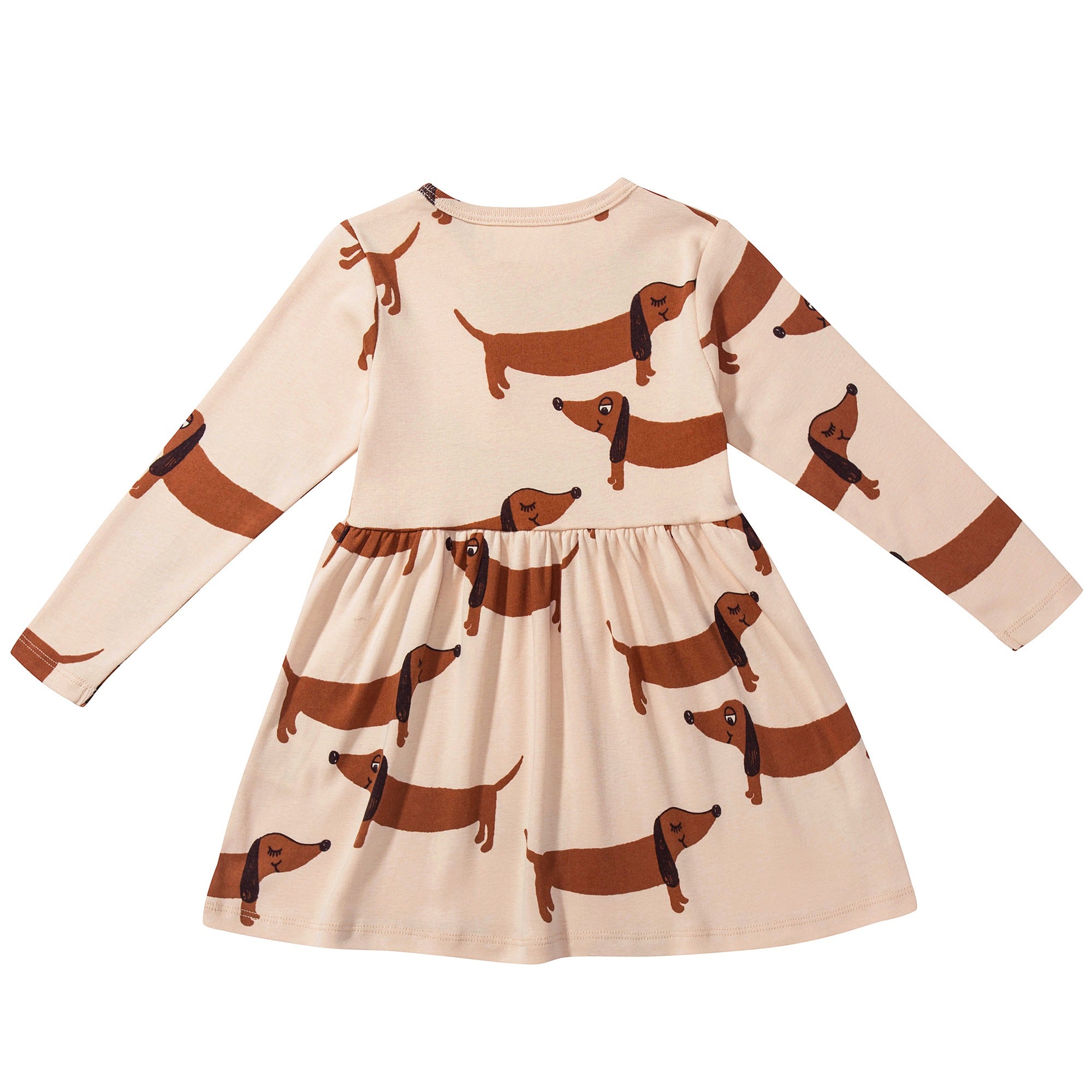 Girls Beige Organic Cotton "Dog" Dresse