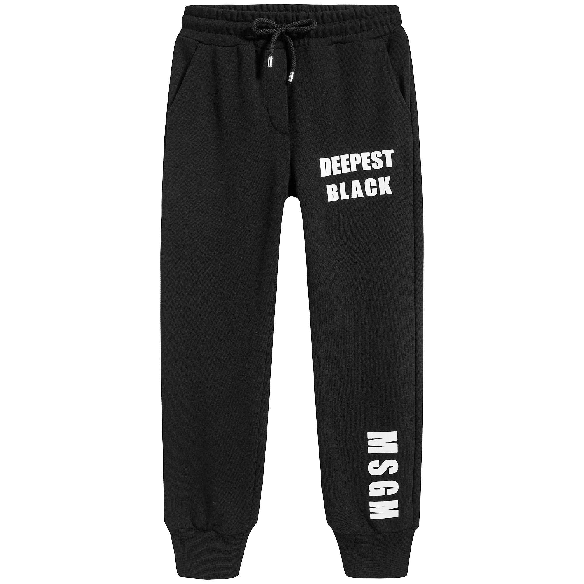 Girls Black Logo Cotton Trousers