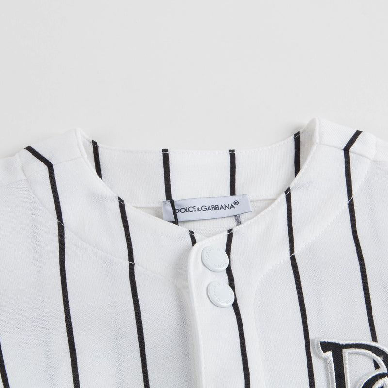 Baby Boys White Stripes Cotton T-shirt