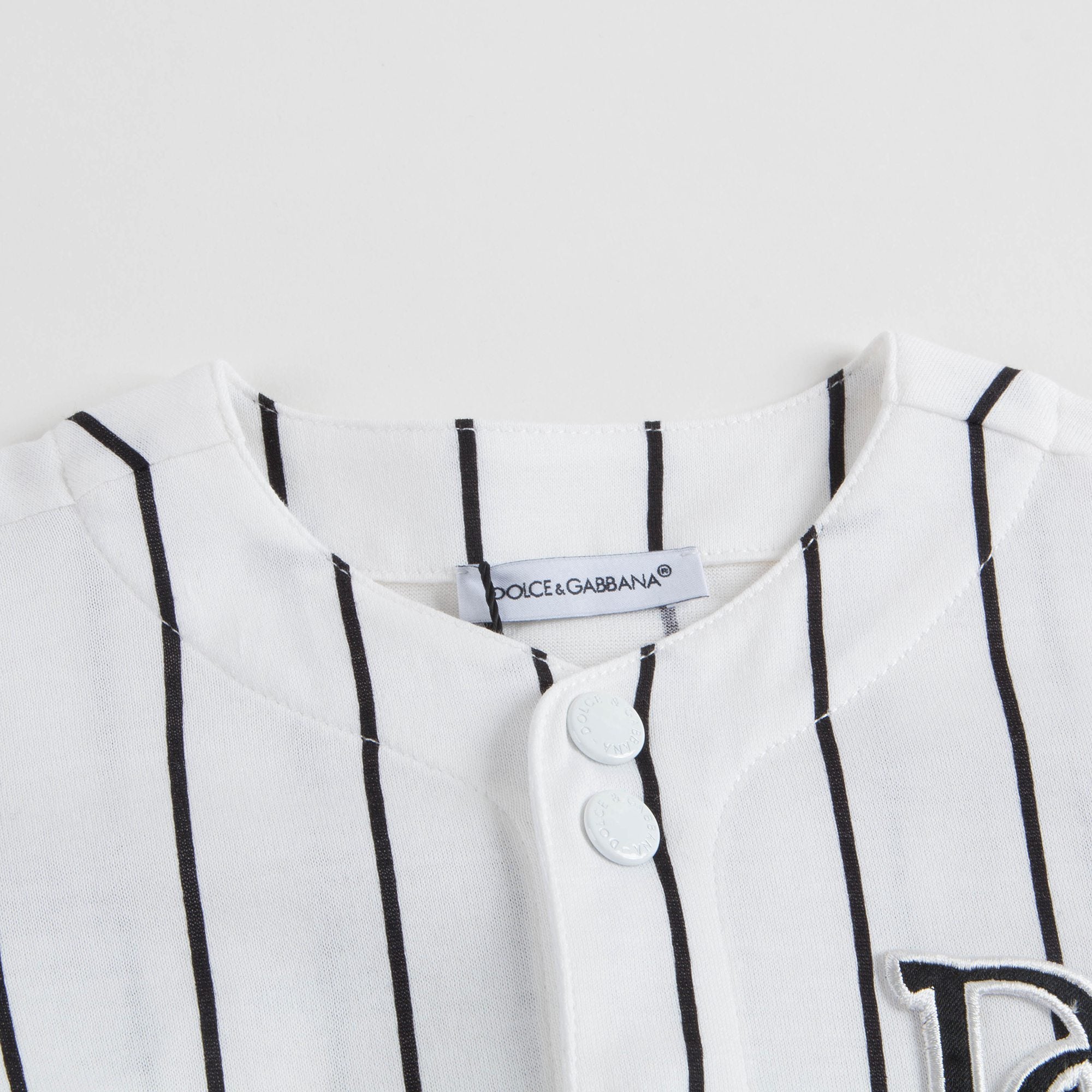 Baby Boys White Stripes Cotton T-shirt