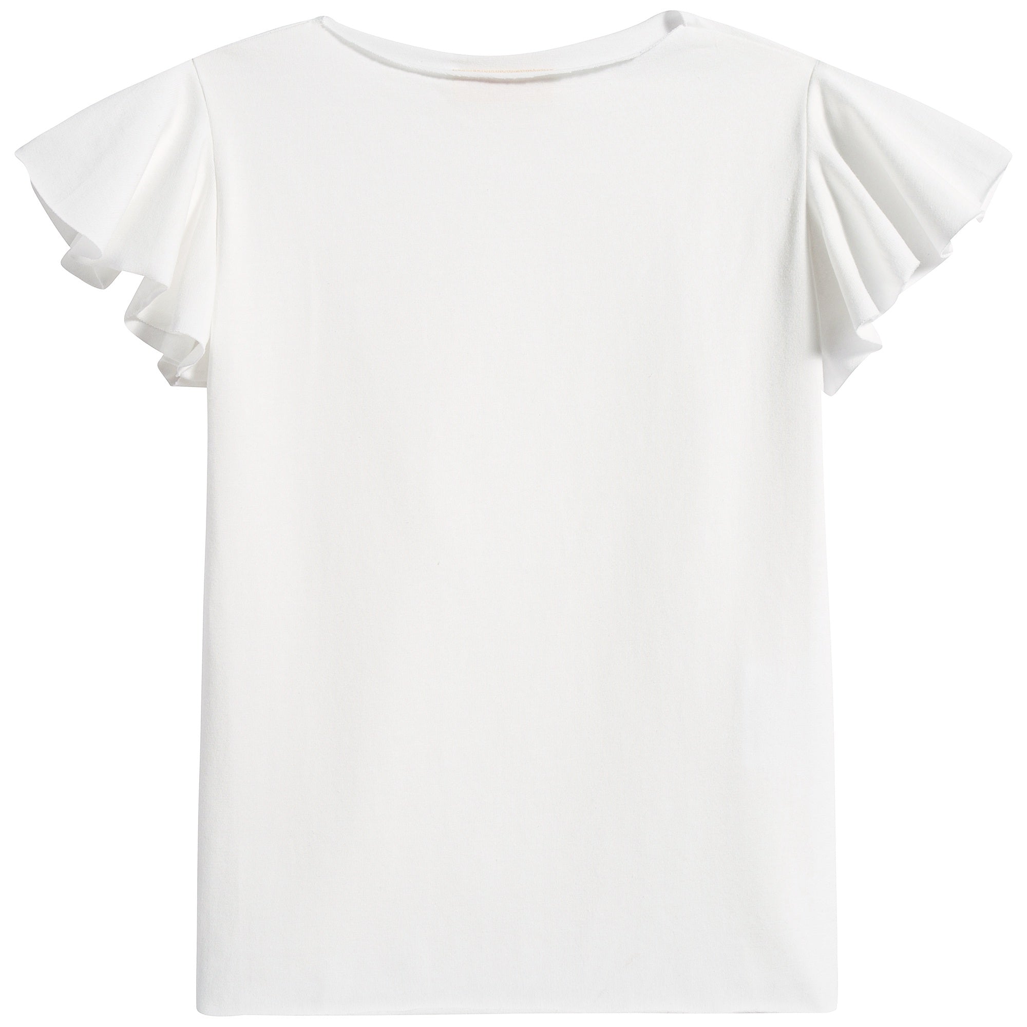 Girls White Cotton T-shirt