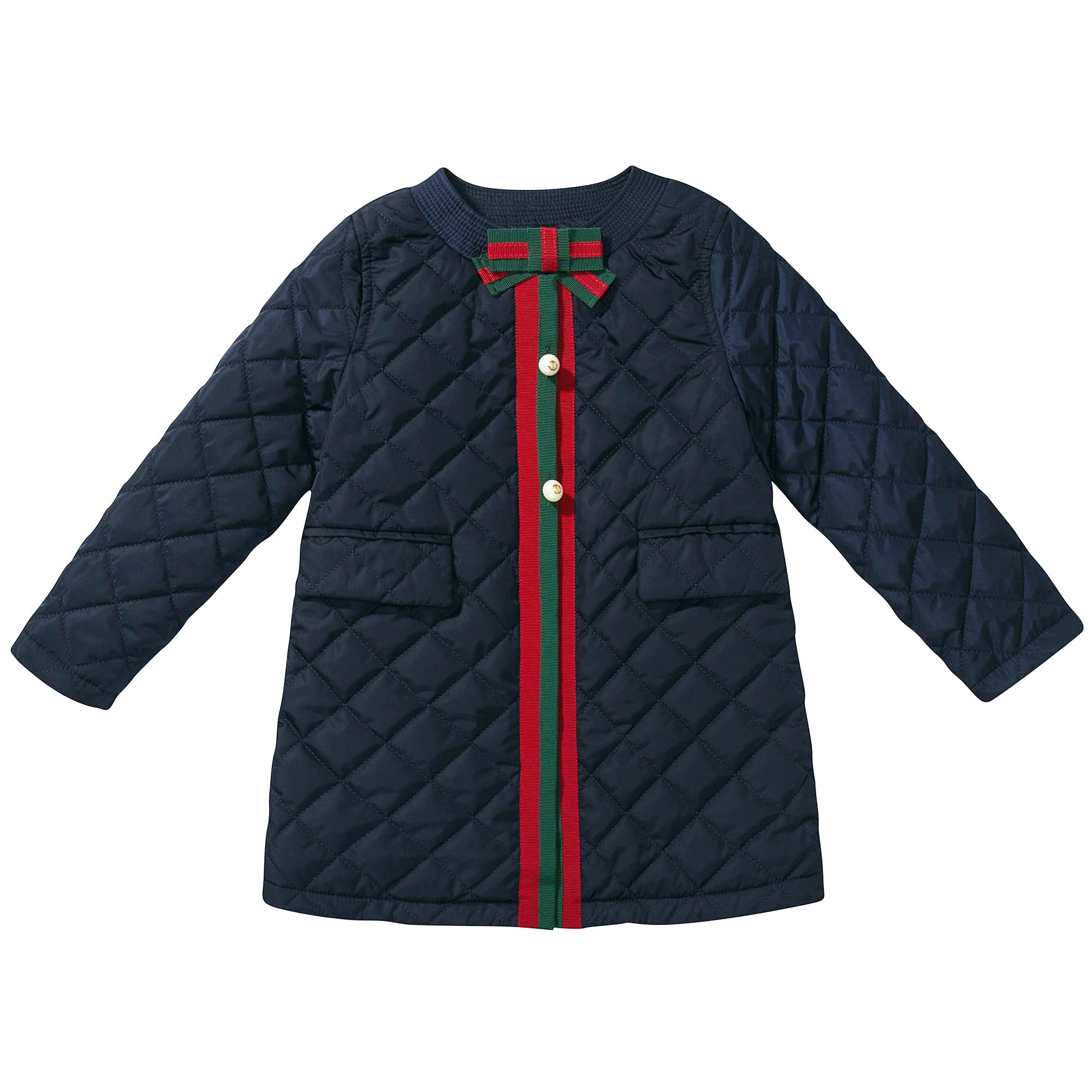 Baby Girls Navy Blue Quilted Coat