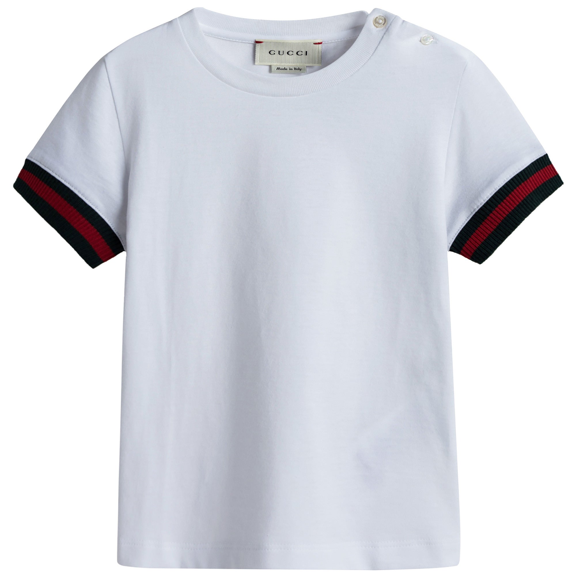 Baby Girls White Cotton Knitted Cuffs T-Shirt