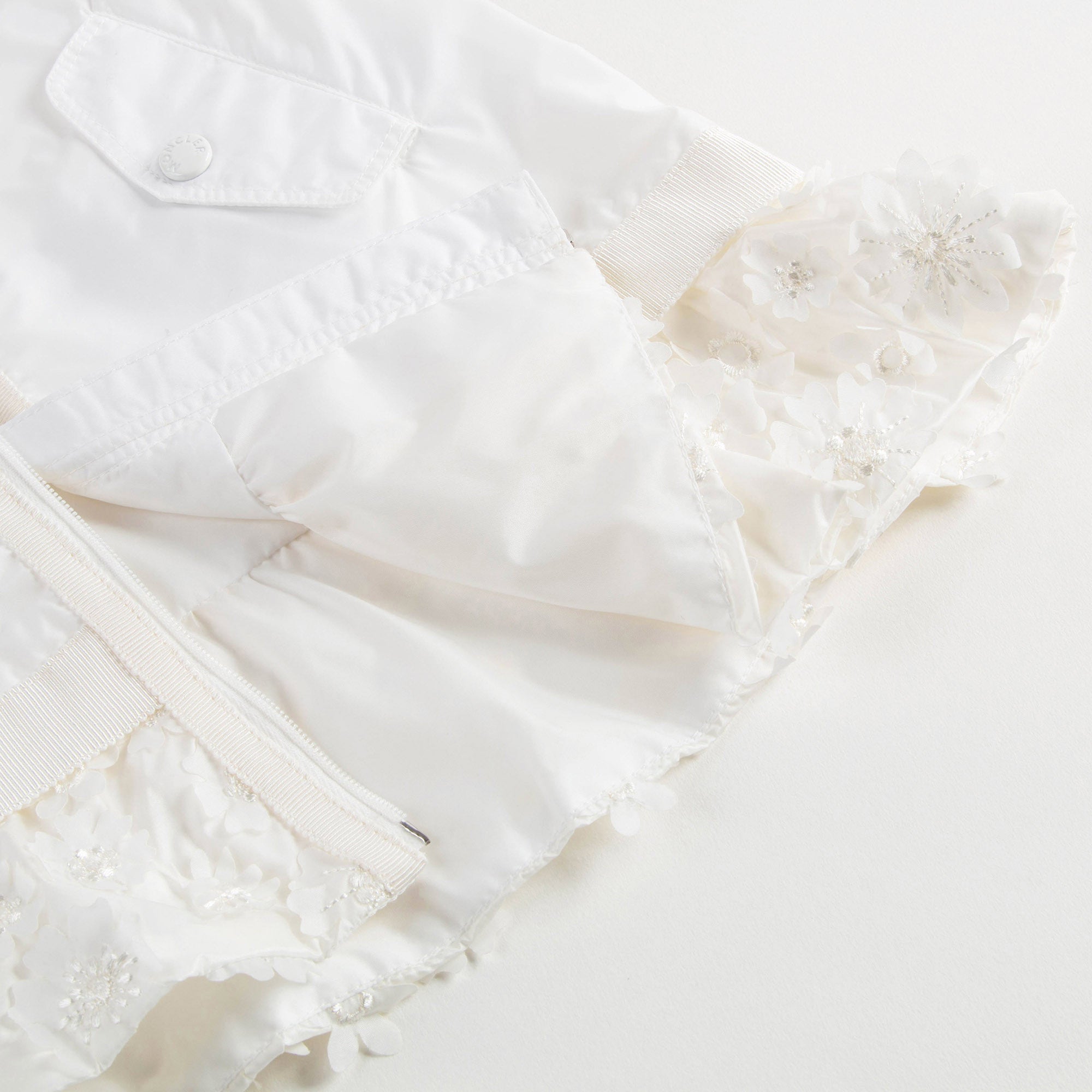 Baby Girls White Windbreaker Jacket With Lace