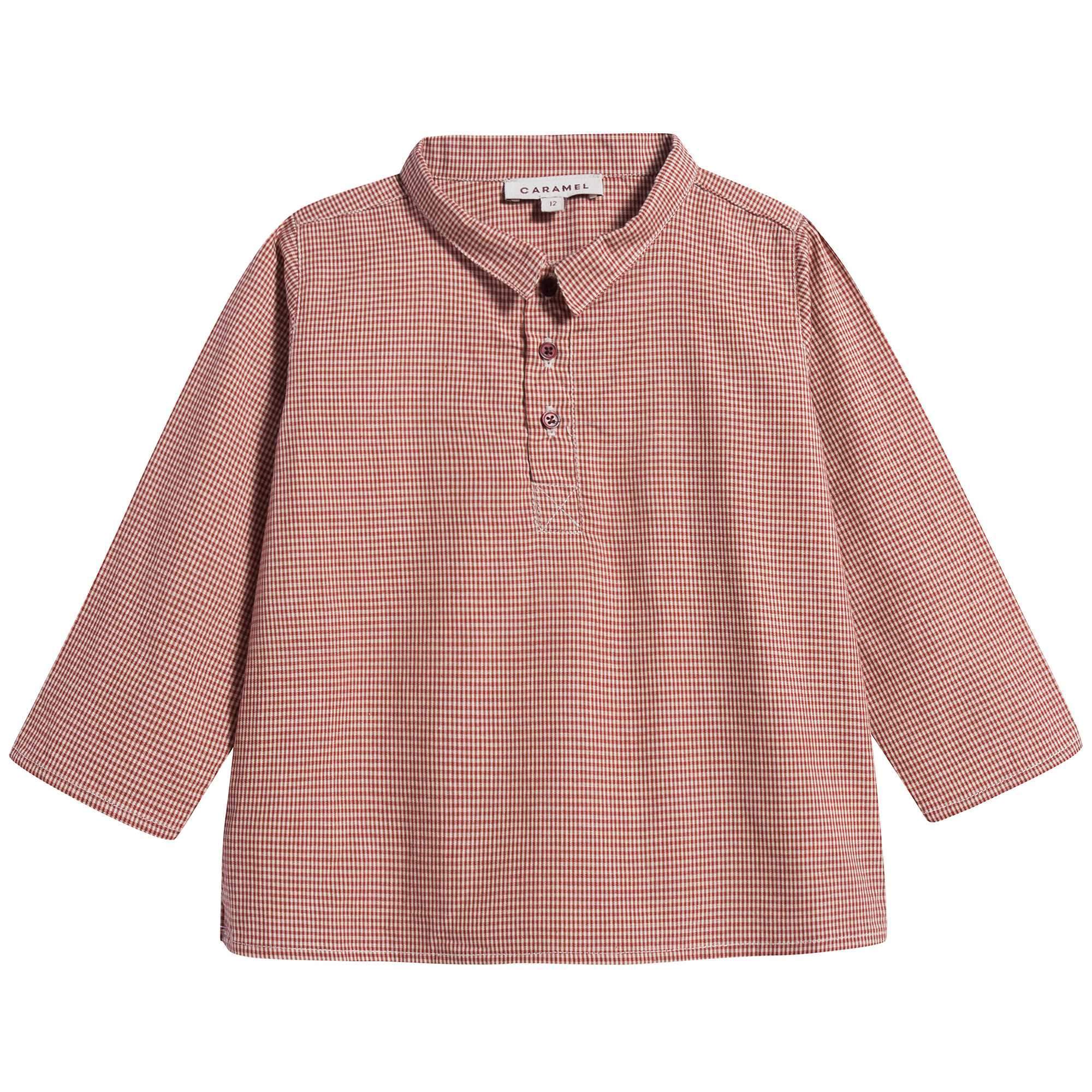 Baby Girls Red Micro Check Cotton Blouse