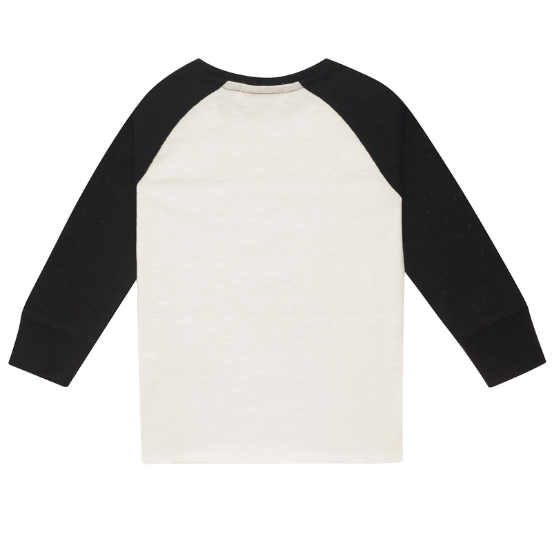 Boys White Fancy Printed Trims T-Shirt With Black Cuffs - CÉMAROSE | Children's Fashion Store - 2