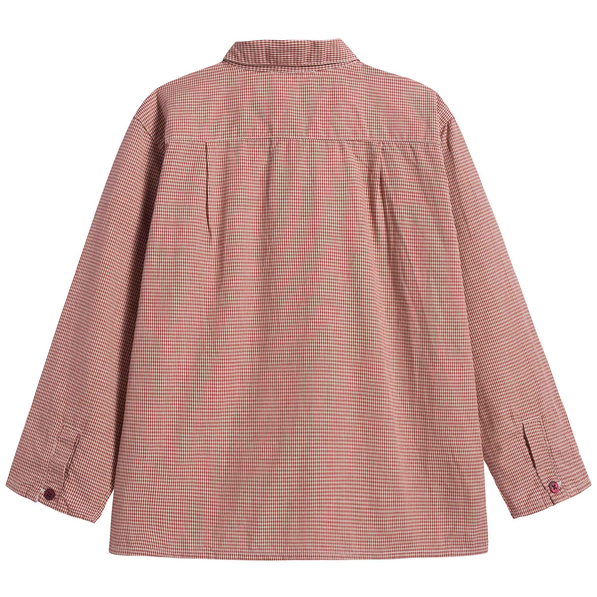 Girls Red Micro Check Cotton Blouse