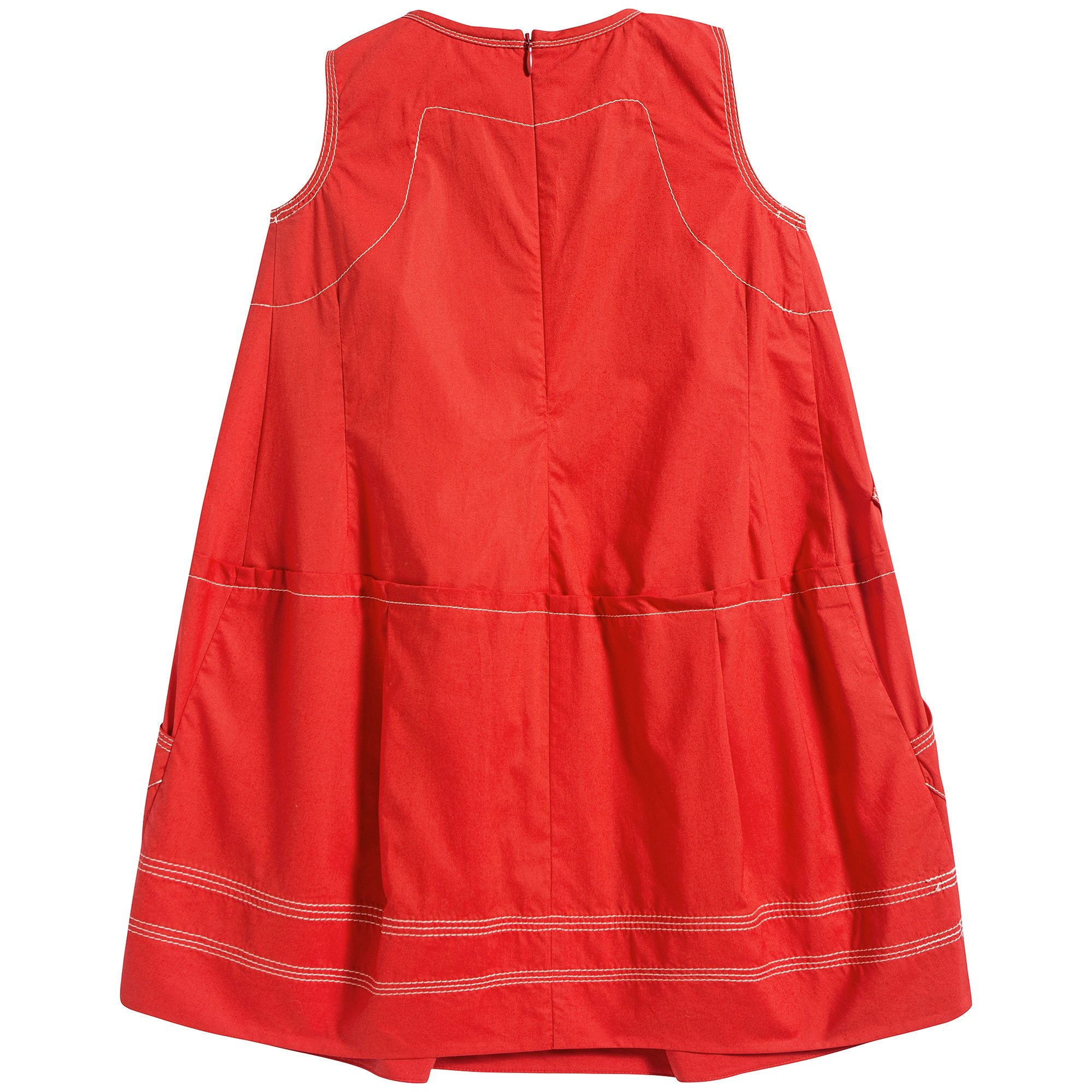 Girls Bright Red Cotton Dress