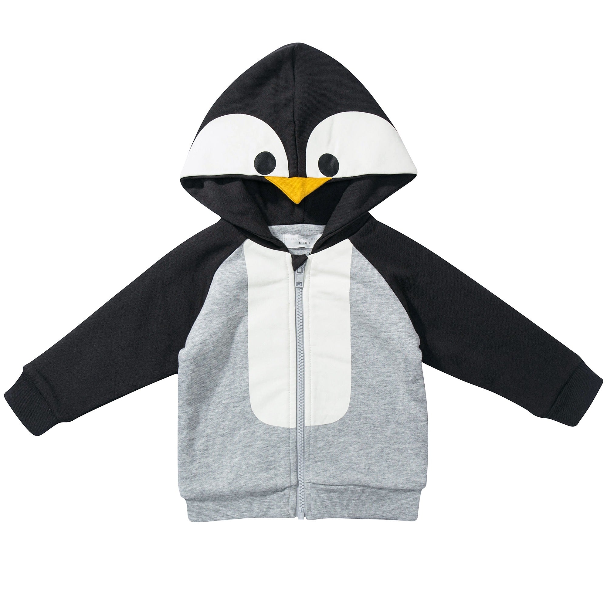Baby Boys Grey Penguin Cotton Zip-up Top
