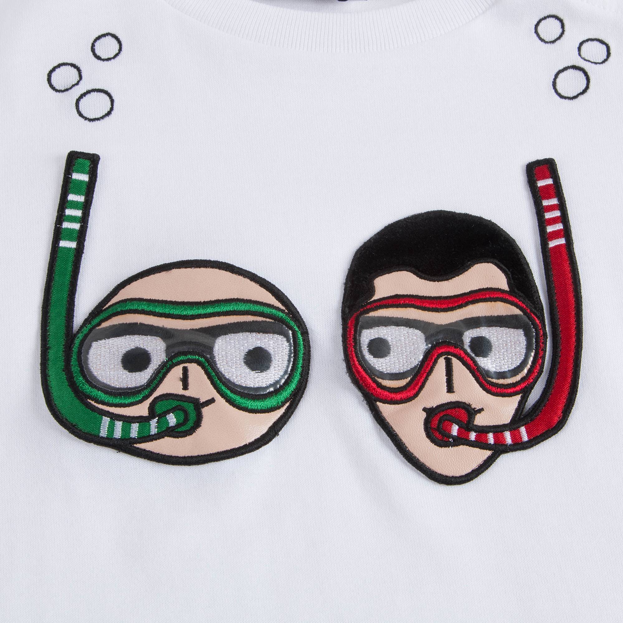 Baby Boys White "DG Family" Cotton T-shirt