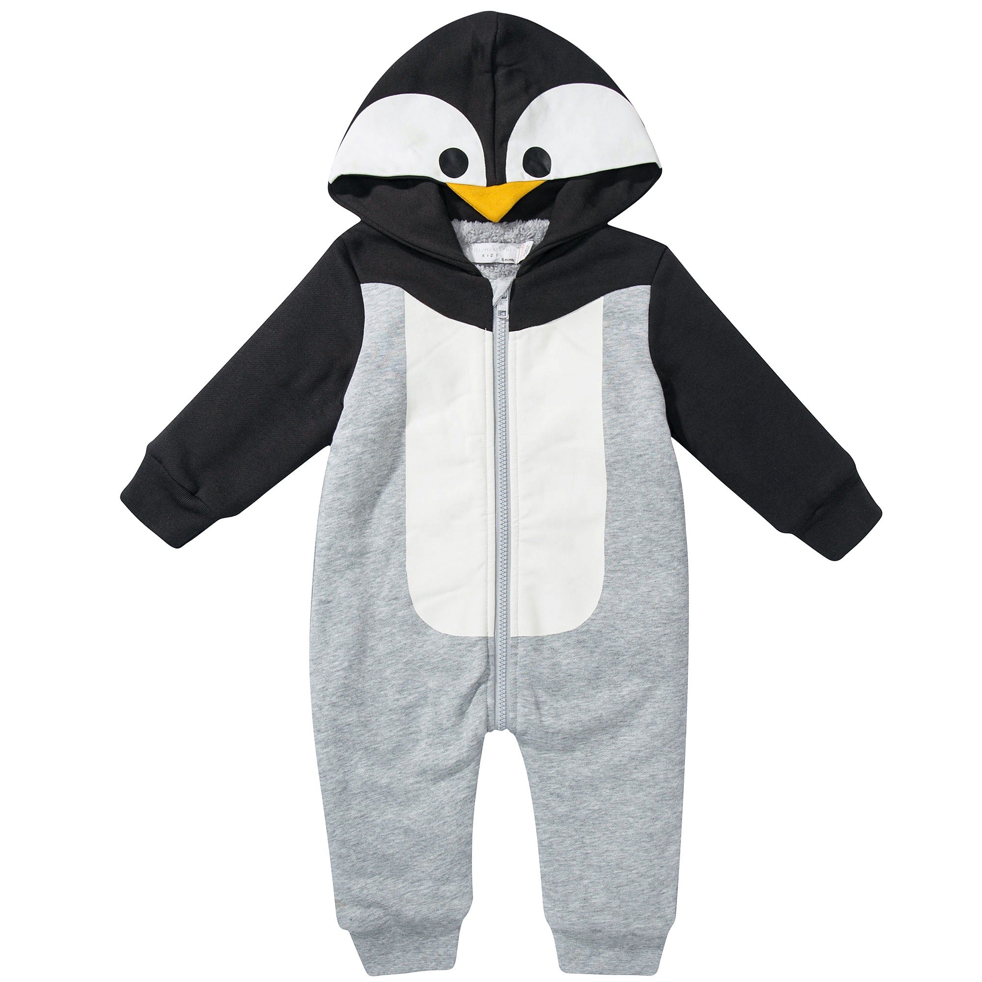 Baby Boys Grey Penguin Cotton Onesie