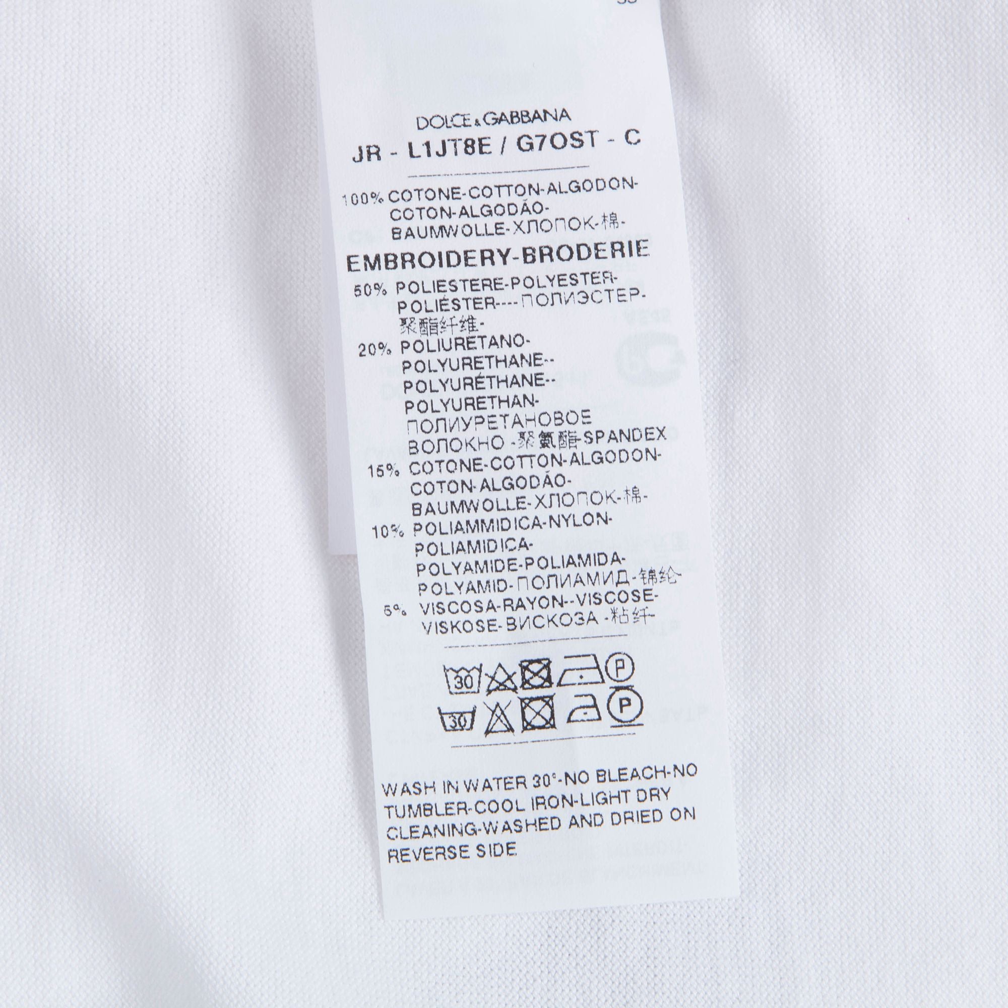 Baby Boys White "DG Family" Cotton T-shirt