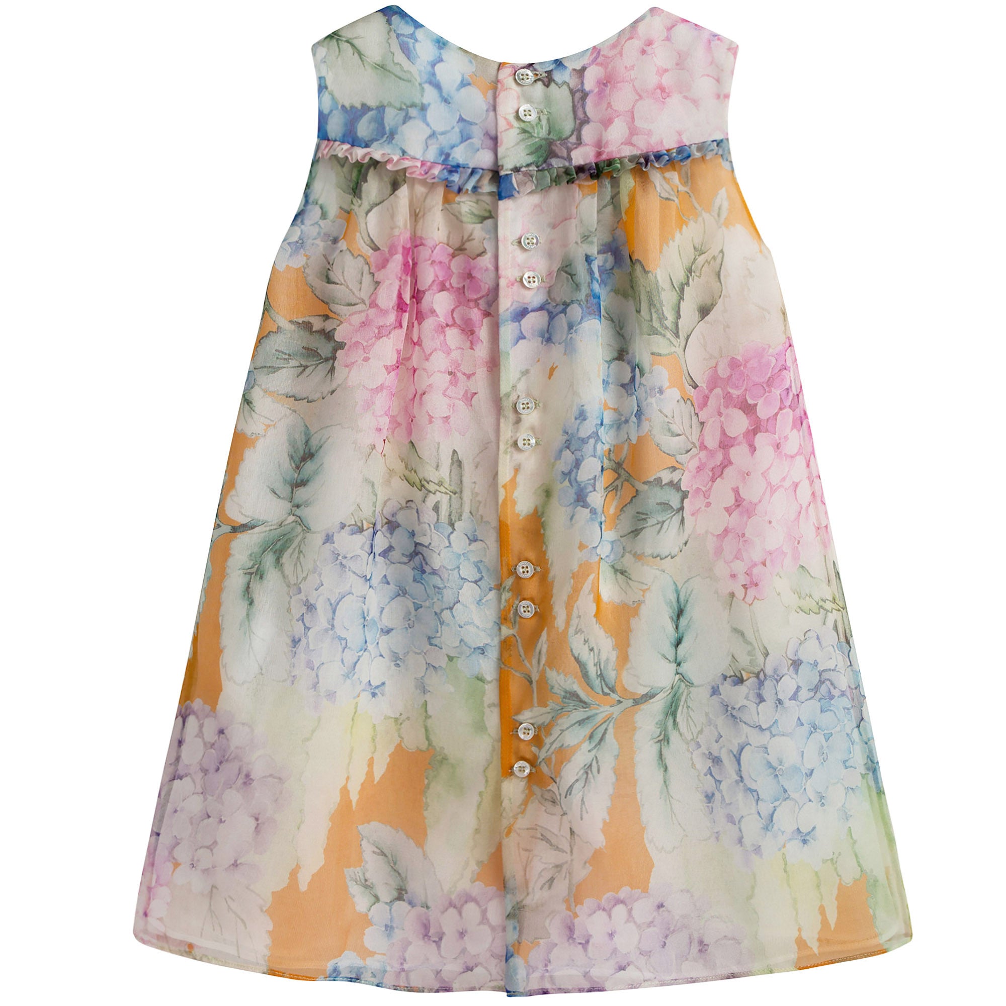 Baby Girls Multicolor Printed Trims Silk Dress
