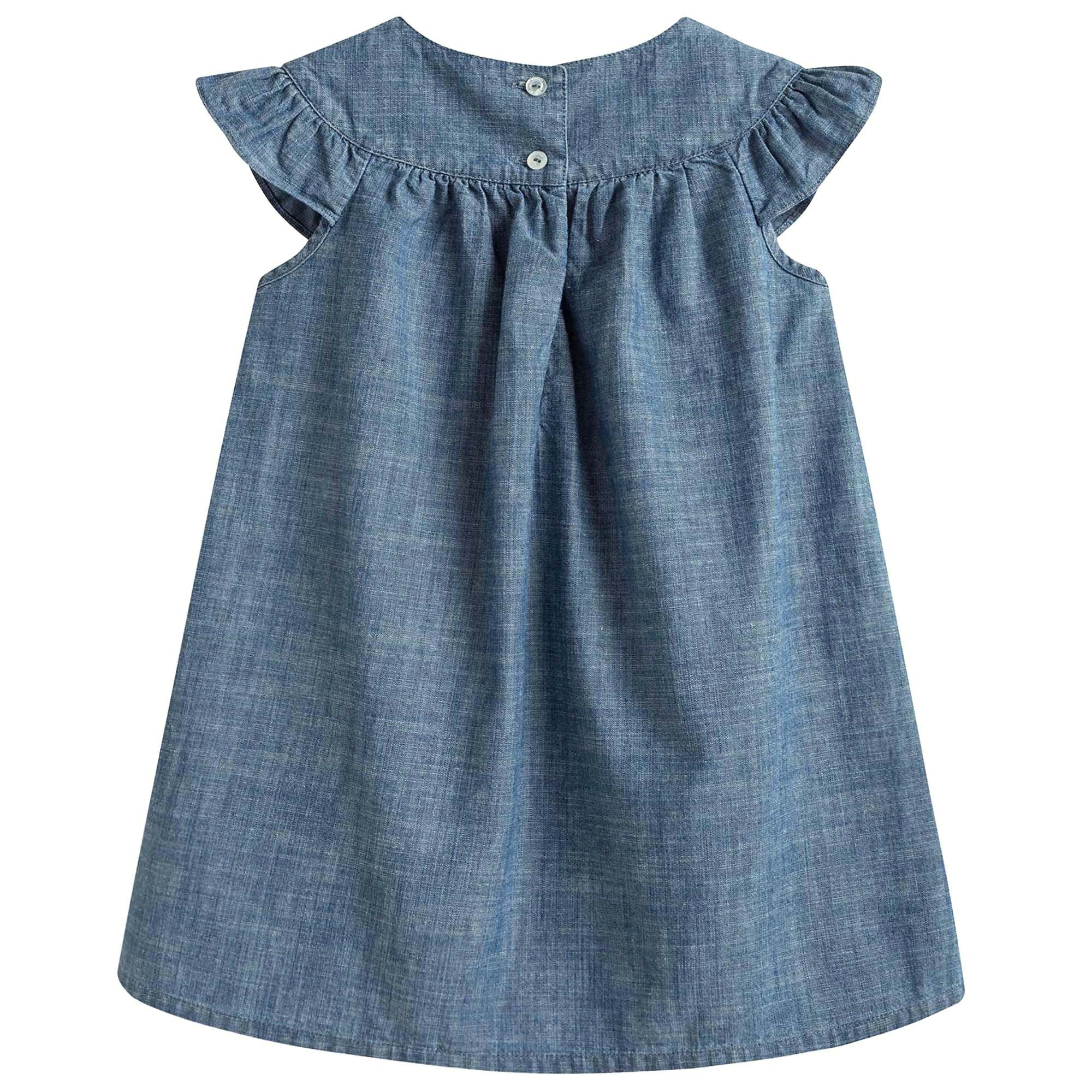Baby Blue Embroidered Flower Trims Dress