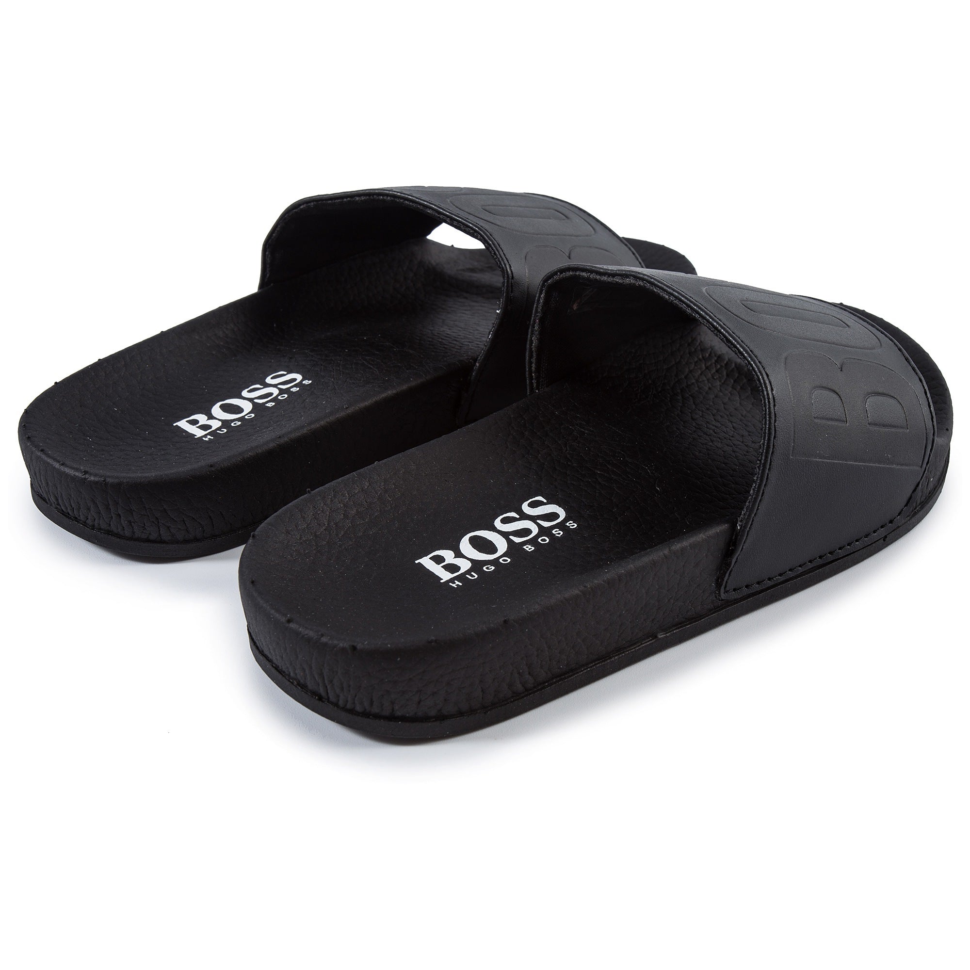 Boys Black Logo Sandals