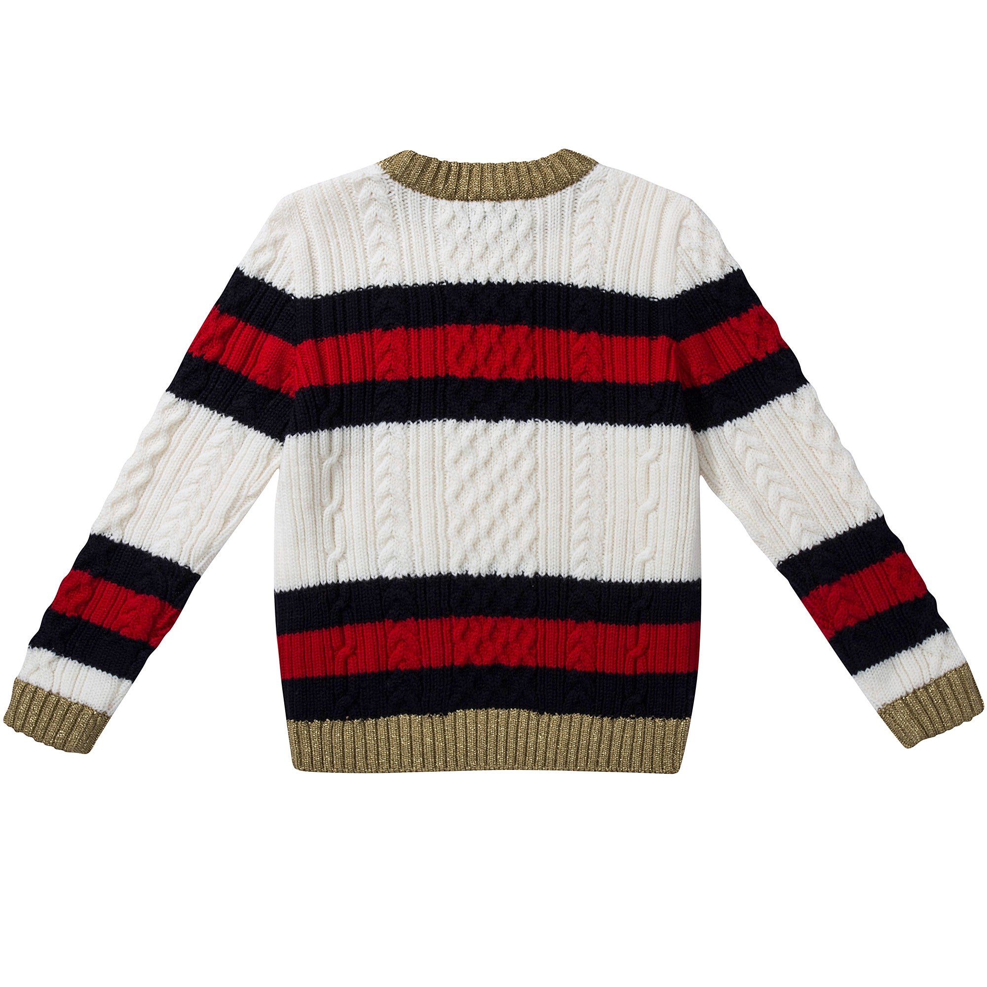 Baby Girls White Striped  Wool Sweater