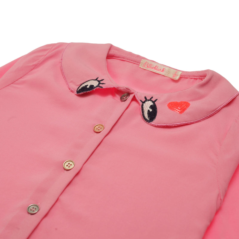 Girls Dark Pink Viscose Blouse - CÉMAROSE | Children's Fashion Store - 3