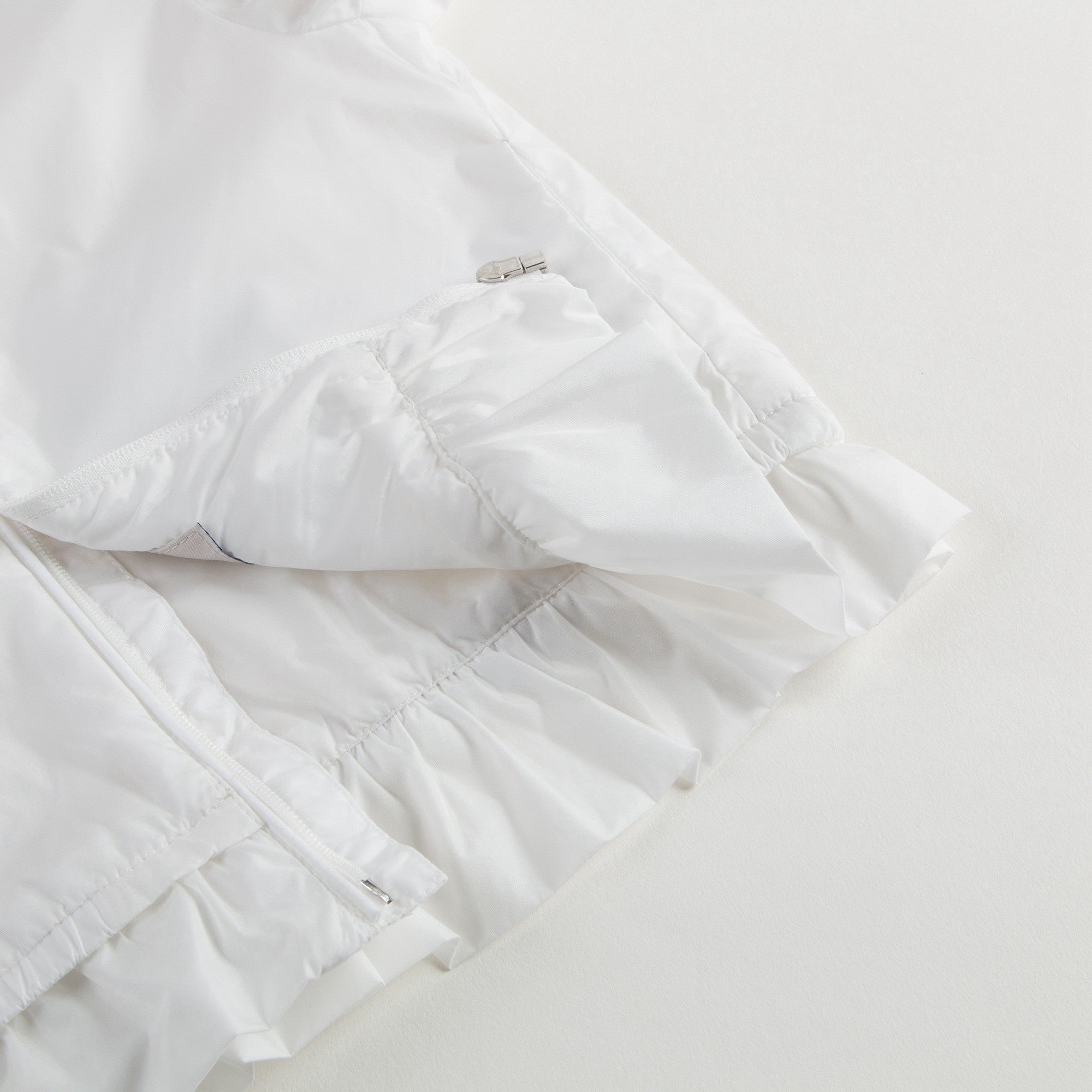 Baby Girls White Windbreaker Jacket With Flounces