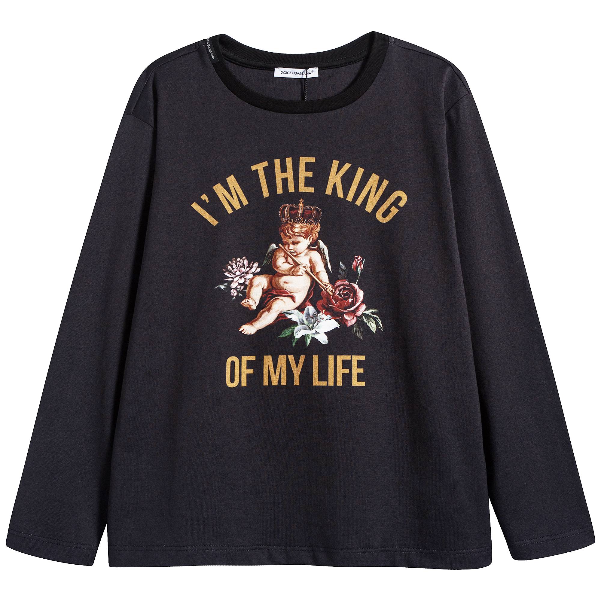 Boys Black "I'm The King" T-shirt