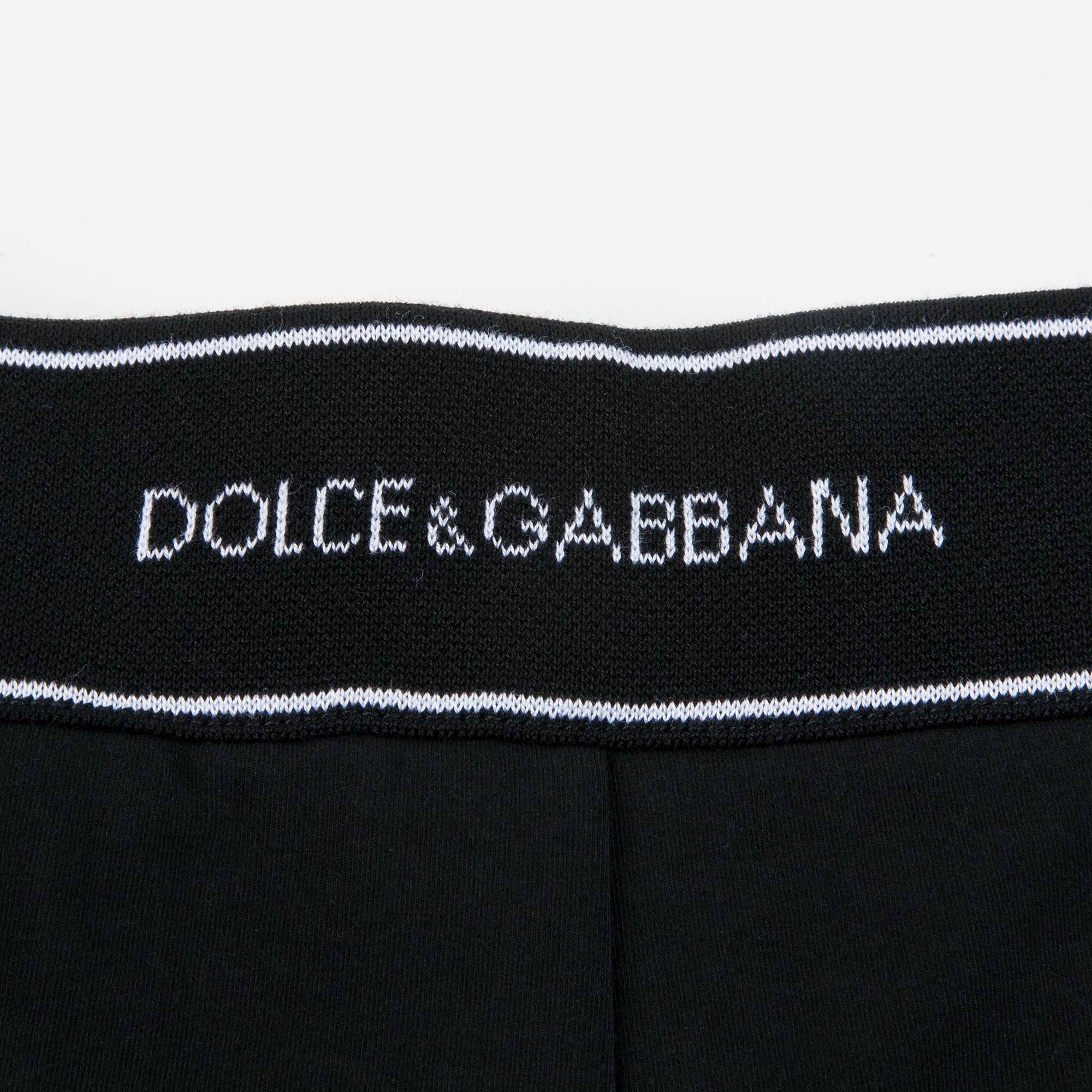 Girls Black Logo Cotton Leggings