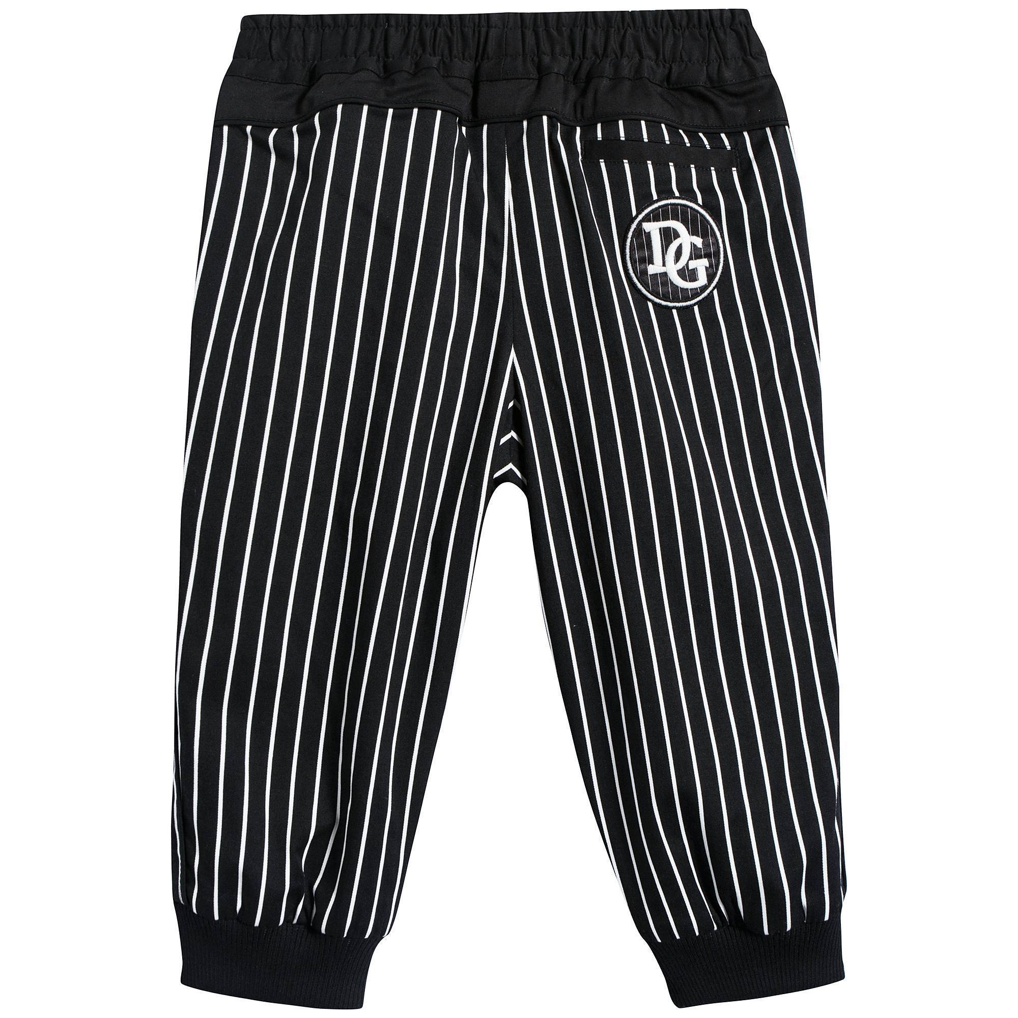 Baby Boys Black Striped Cotton Trousers