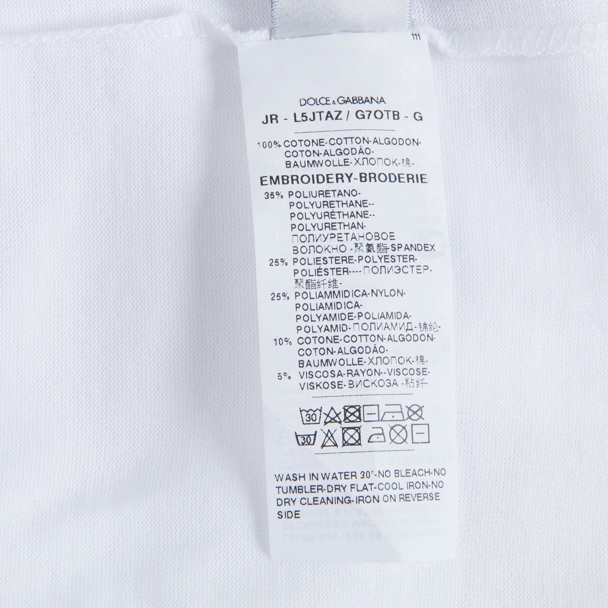 Boys White "DG Family" Cotton T-shirt
