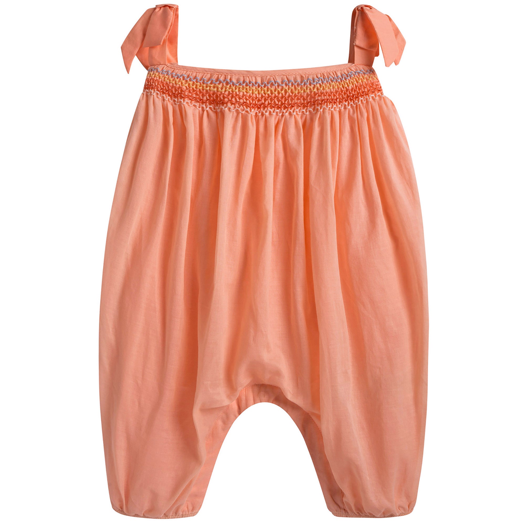 Baby Girls Peach Cotton Jumpsuit