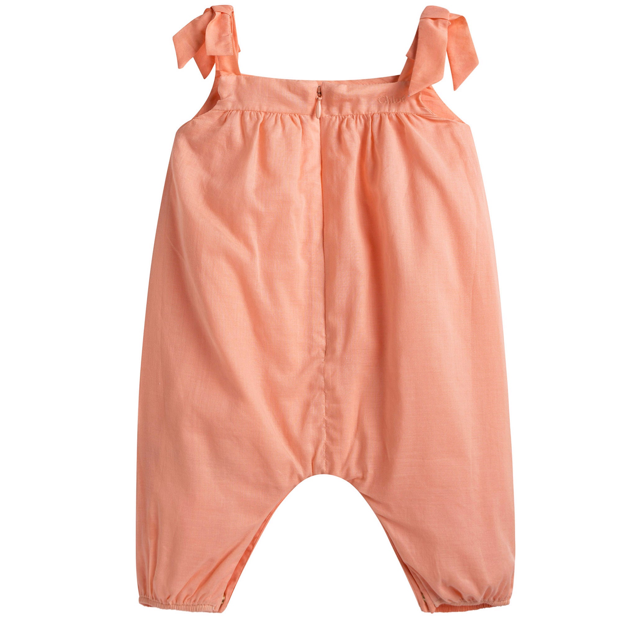 Baby Girls Peach Cotton Jumpsuit
