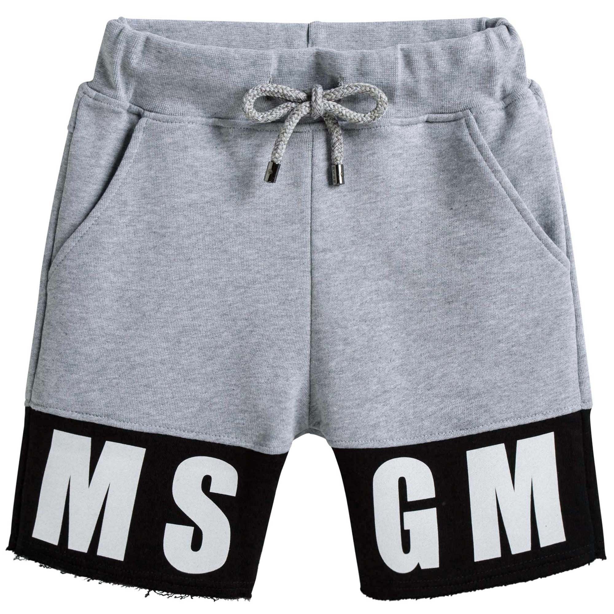 Boys Grey & Black Logo Shorts
