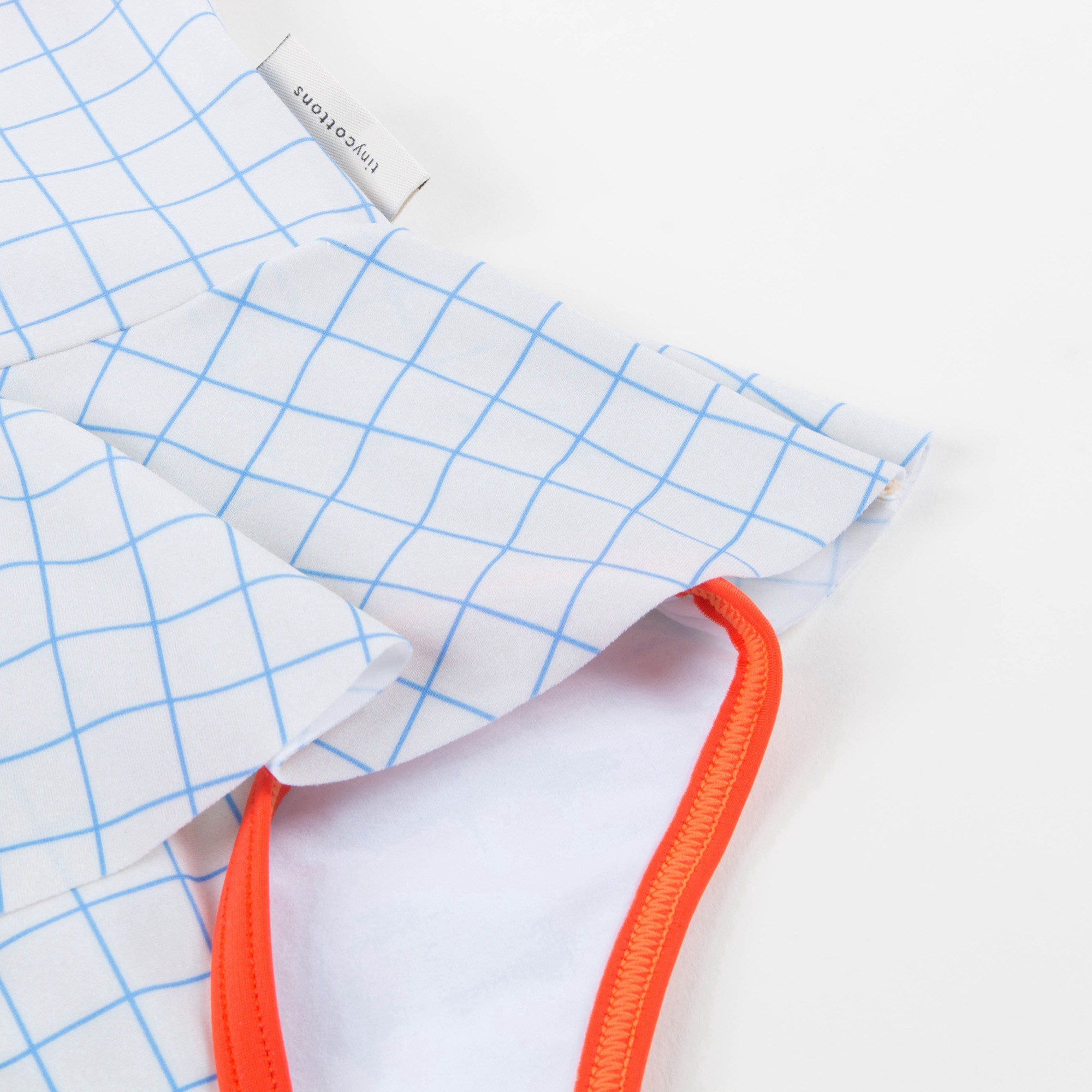 Girls Carmine Blue Grid Polyamide Swimwear