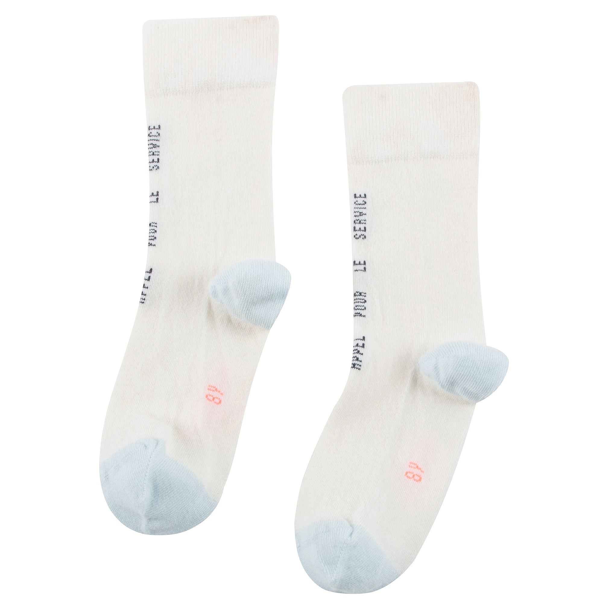 Girls White & Light Blue Cotton Socks