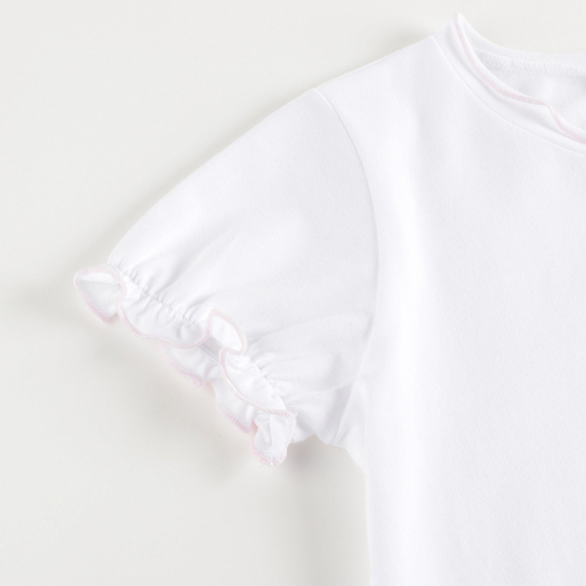 Girls White Cotton T-Shirt