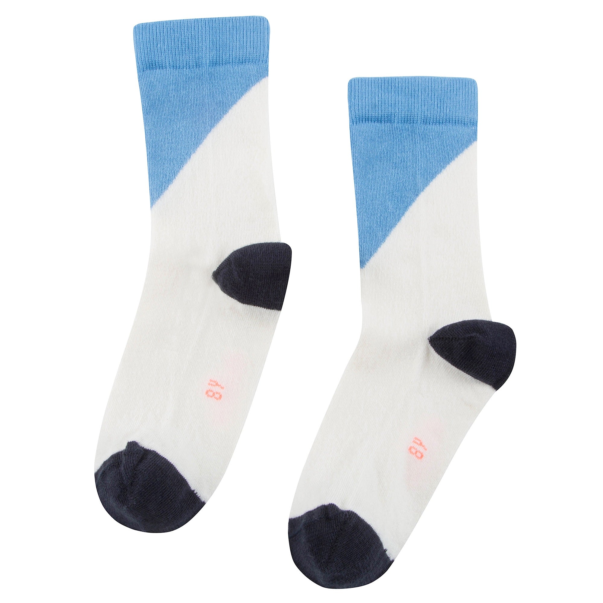 Girls White & Blue Cotton Socks