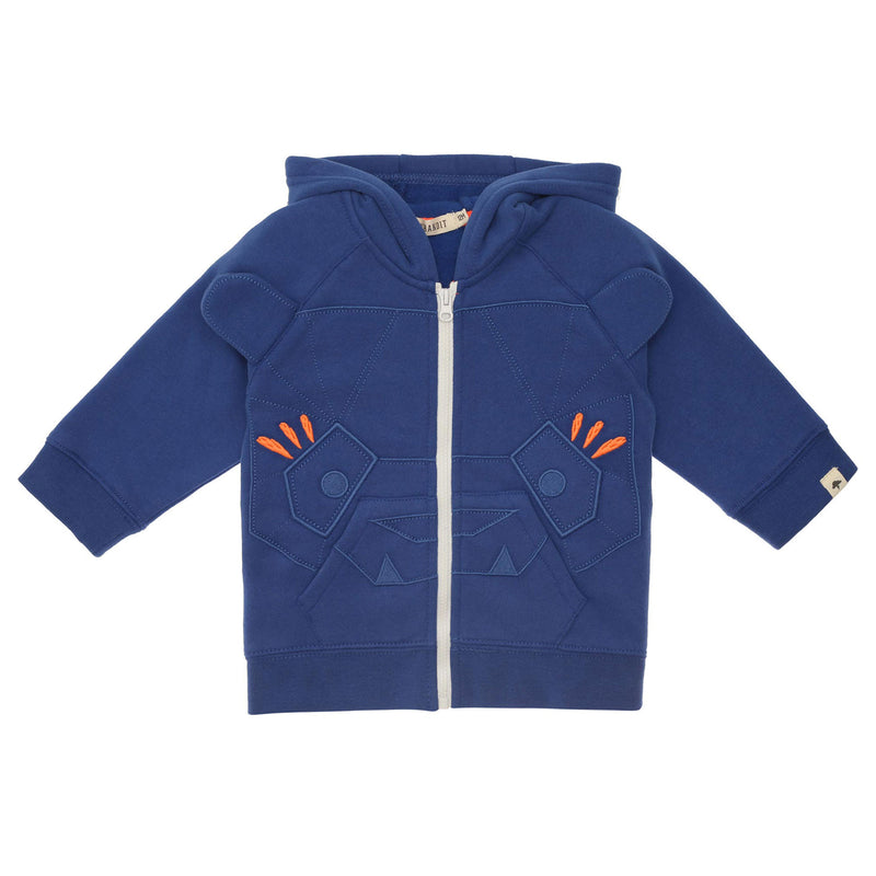 Baby Boys Wave Blue Fancy Printed Hooded Zip-Up Top - CÉMAROSE | Children's Fashion Store - 1