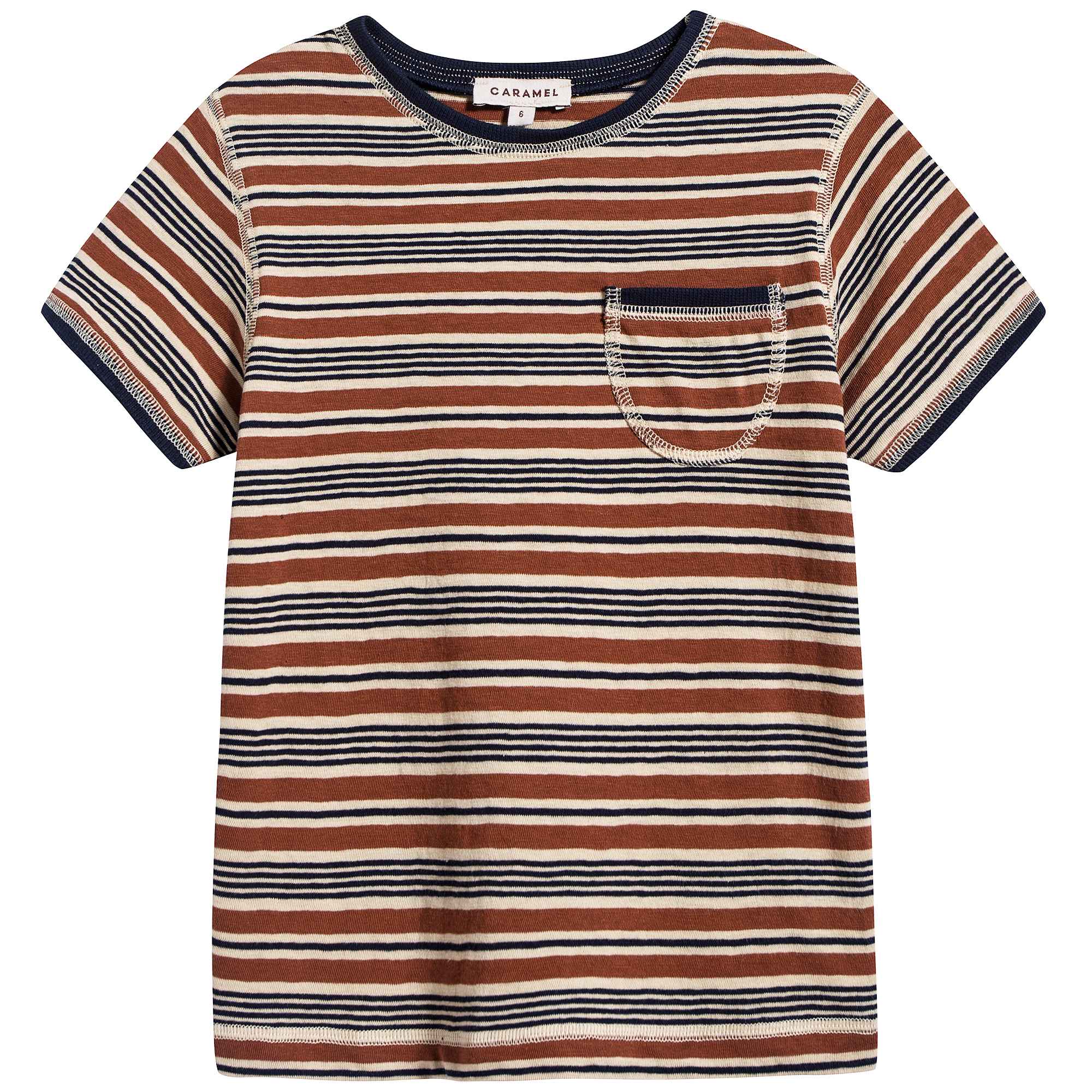 Boys Toffee Stripes Cotton T-shirt