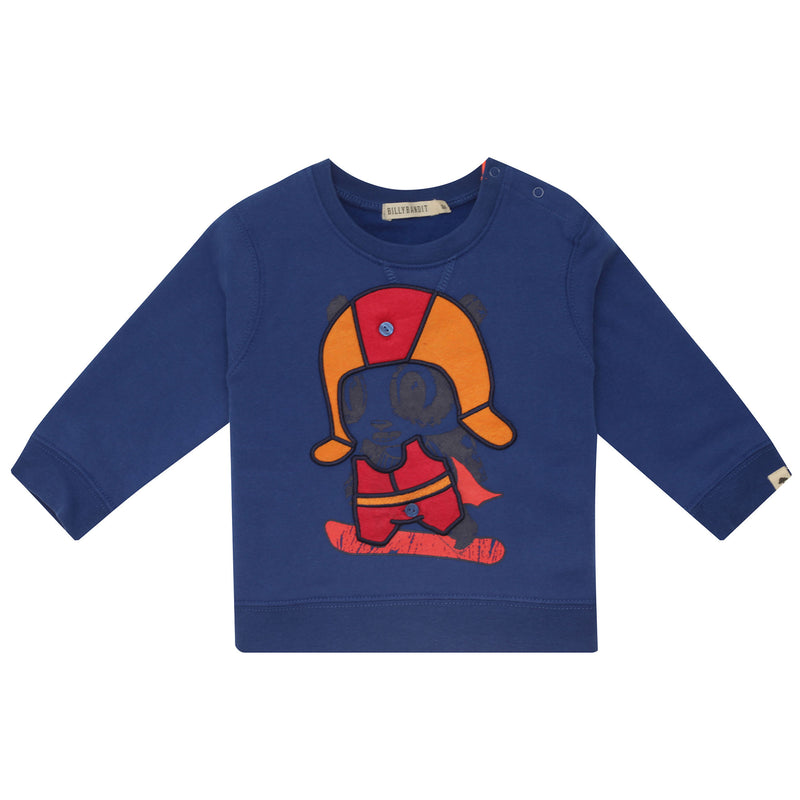 Baby Boys Wave Blue Fancy Printed Cotton Sweatshirt - CÉMAROSE | Children's Fashion Store - 1