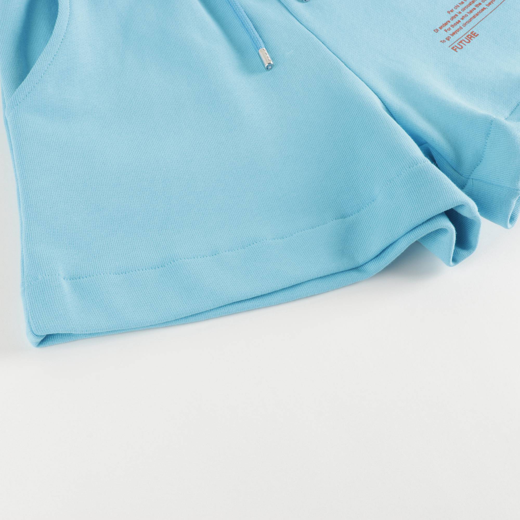 Girls Blue Logo Organic Fleece Shorts