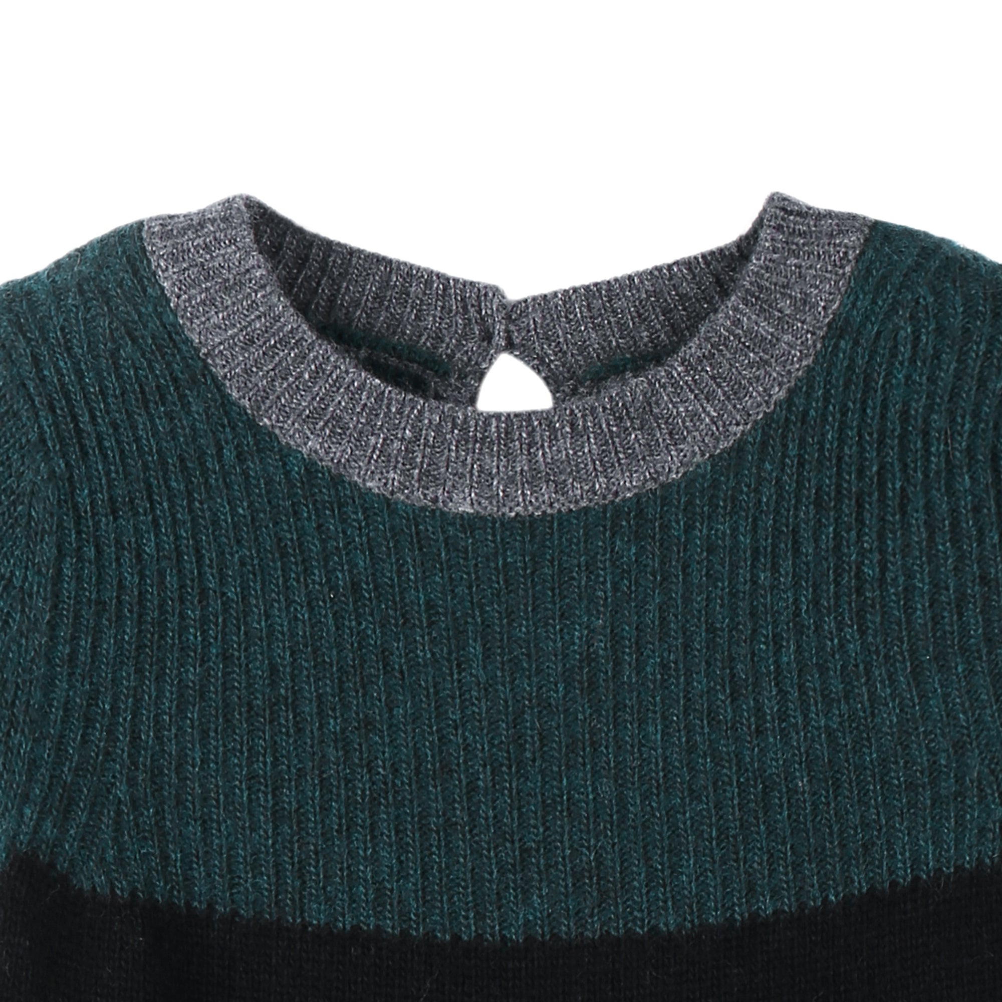 Girls Dark Green & Black Knitted Dress