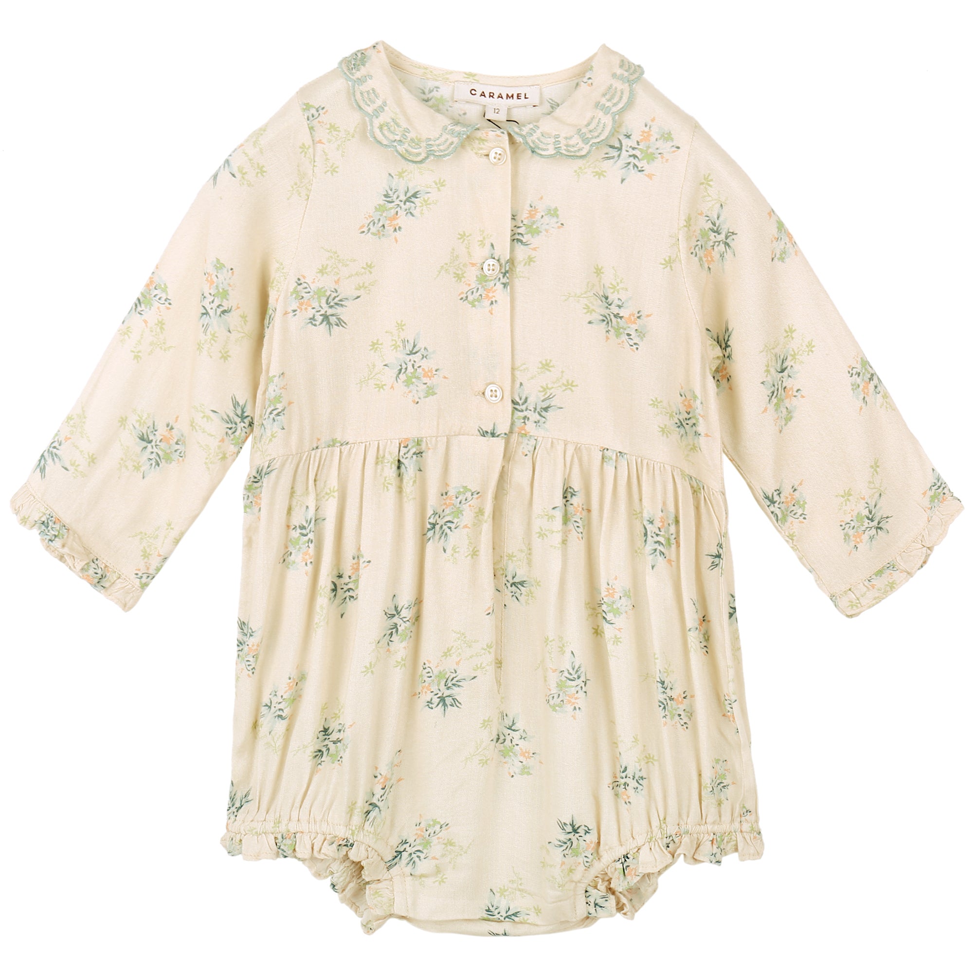 Baby Girls Ivory Flowers Printed Babysuit